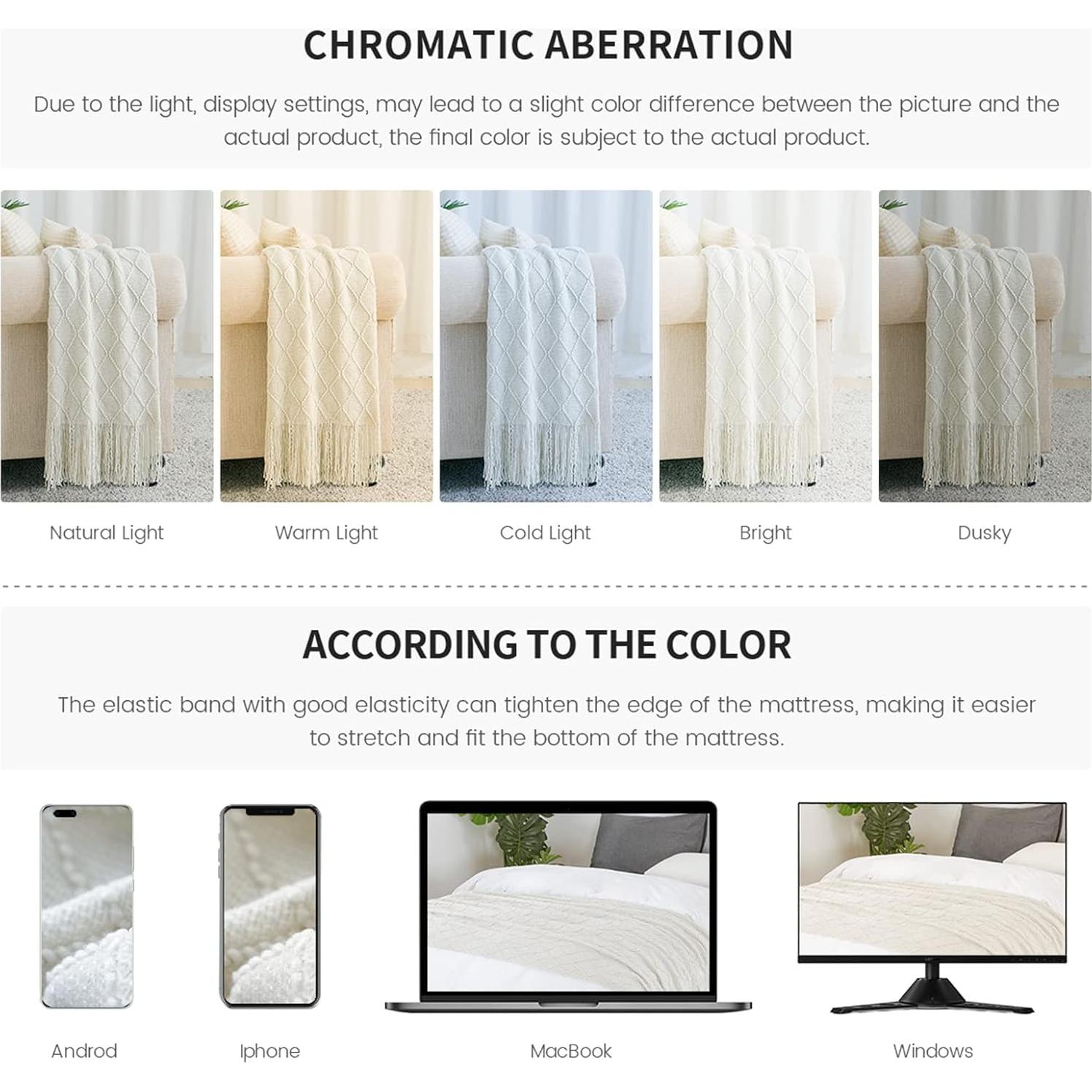 Manta de Lanzar Beige BOURINA 127x152 cm Suave y Decorativa