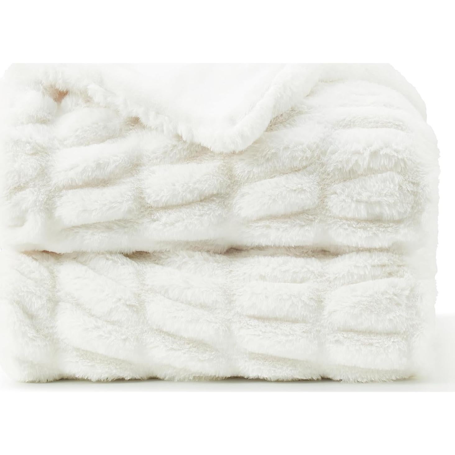 Manta de Piel de Conejo Falsa DREAMNINE 127x152 cm Blanca