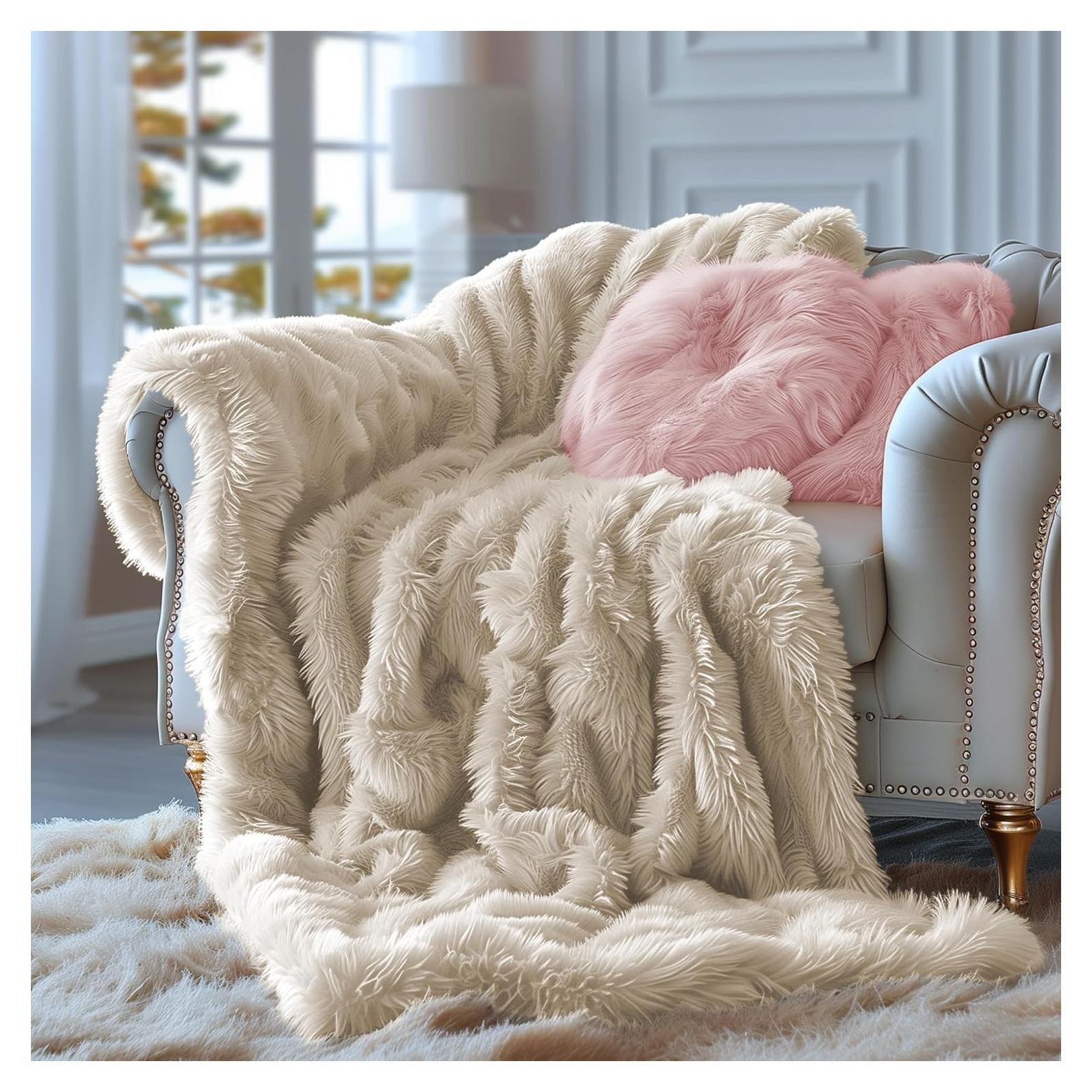 Manta Reversible Ultra Suave Hyde Lane 50x60 Beige/Kahki