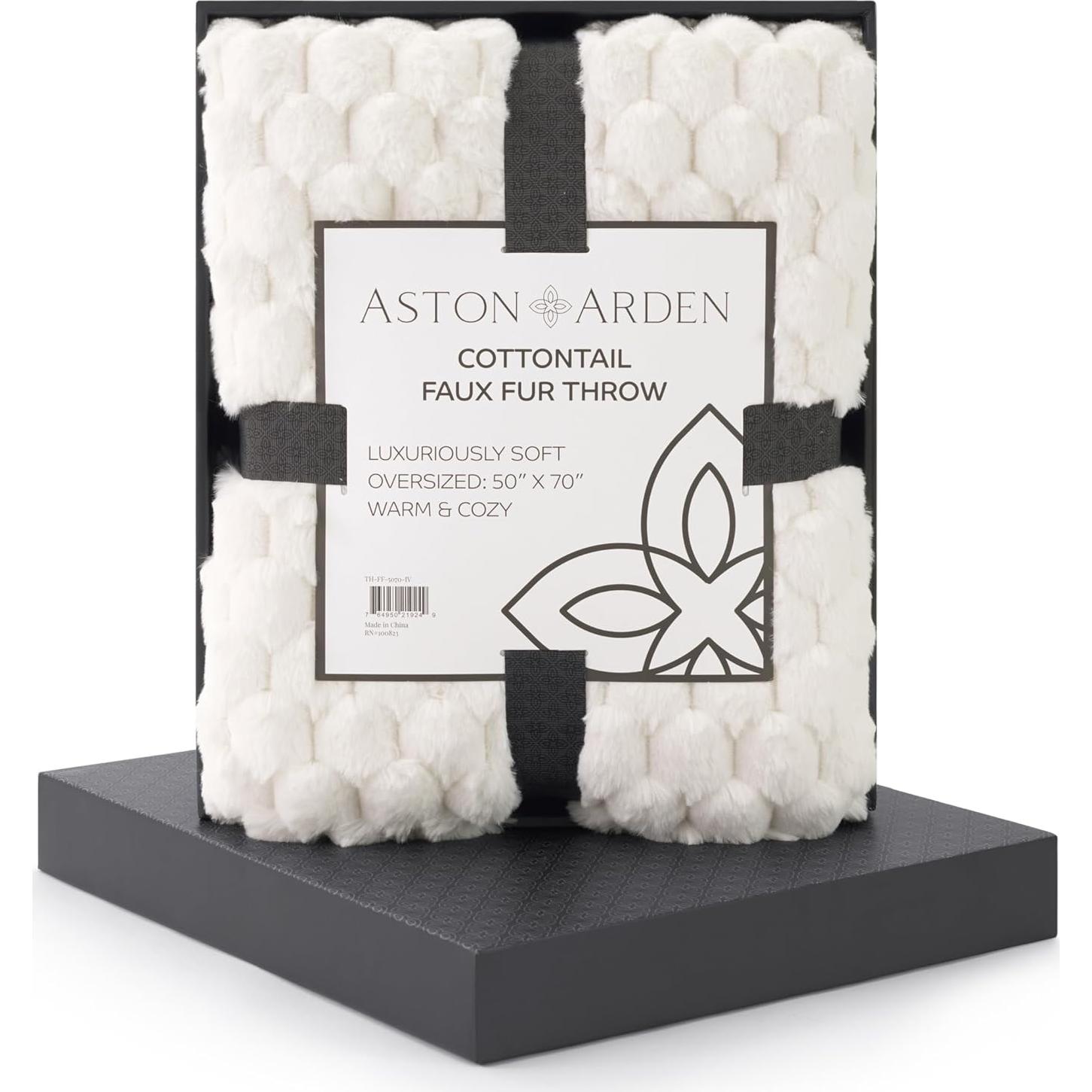 Manta de Piel Sintética Aston & Arden 178x127 cm Marfil Cottontail