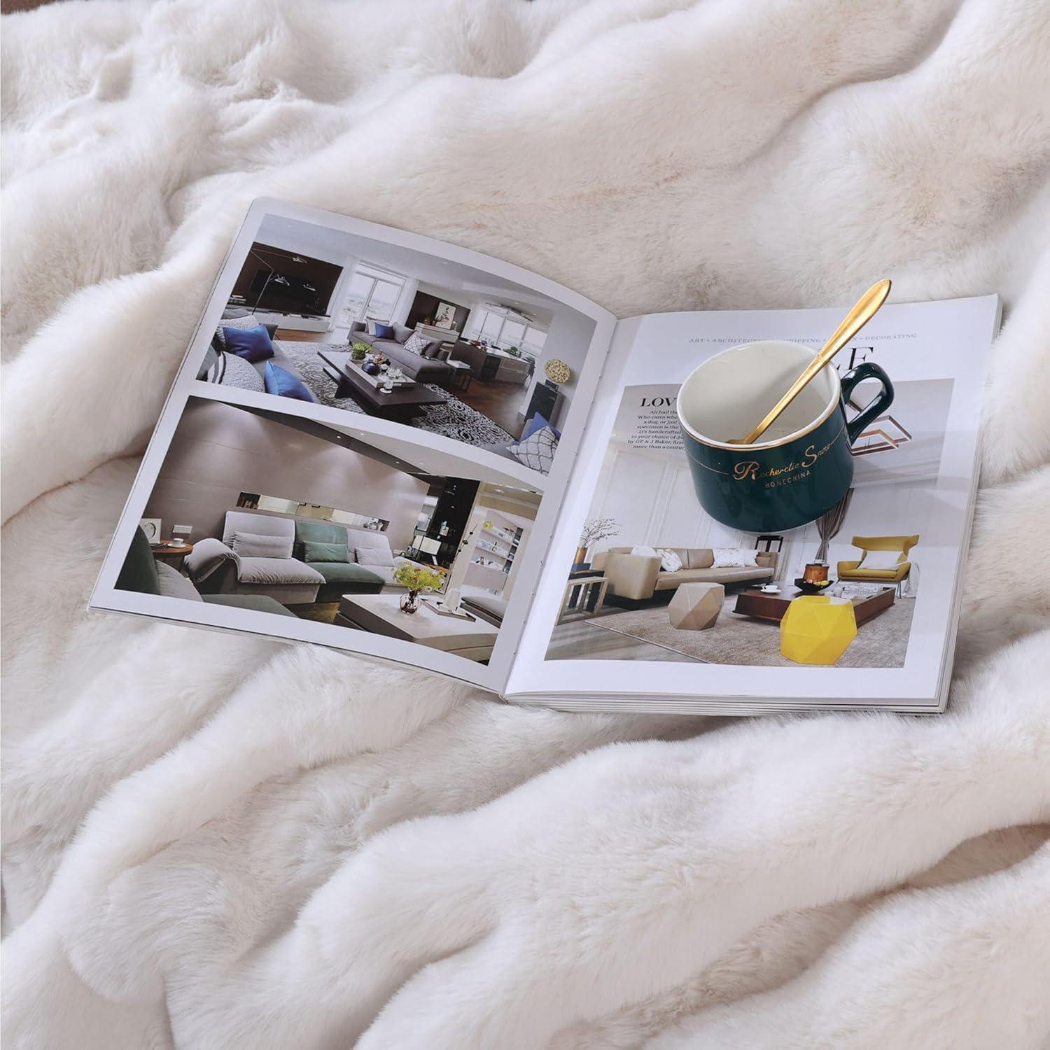 Manta de Piel de Conejo Falsa BlanketSolution 127x152 cm Crema Beige