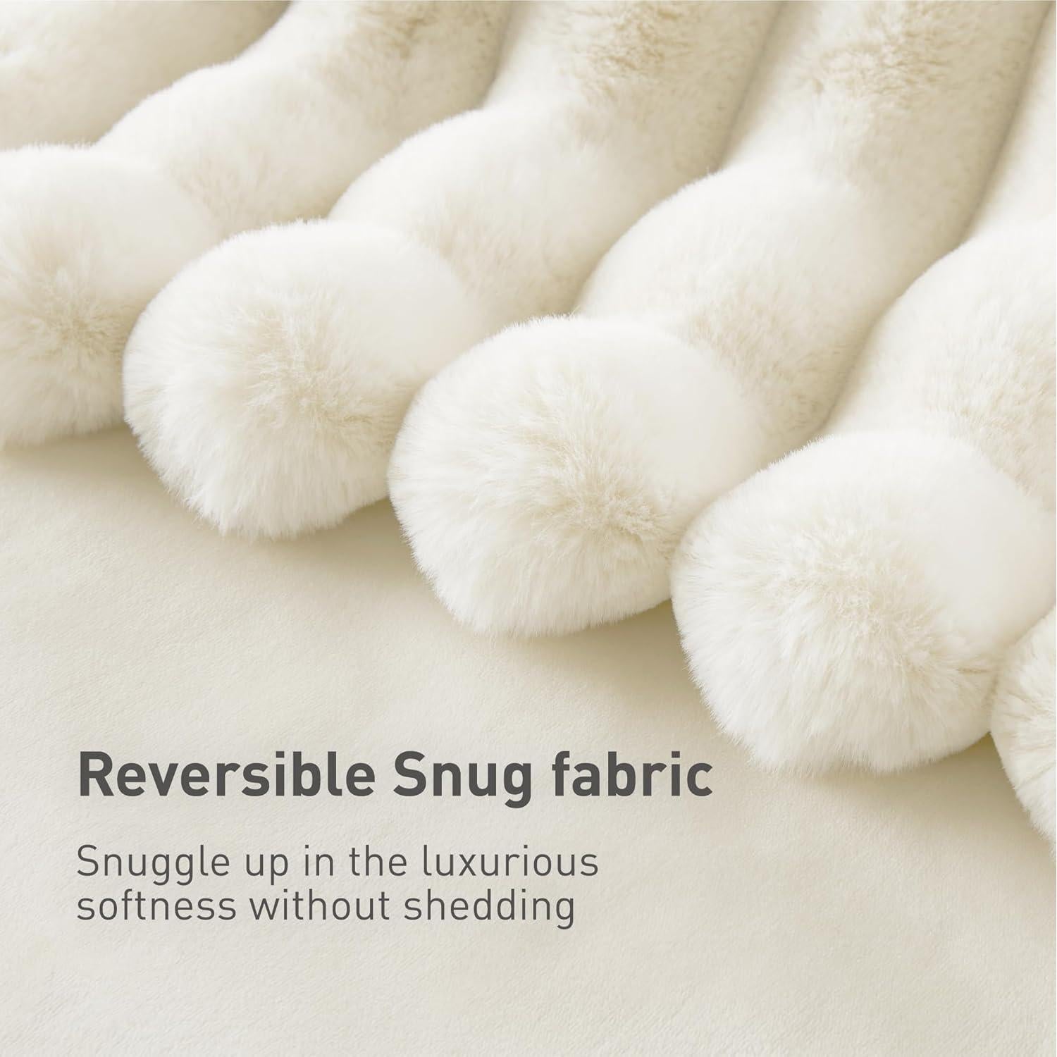 Manta de piel sintética Hyde Lane 127x152cm Crema 750GSM