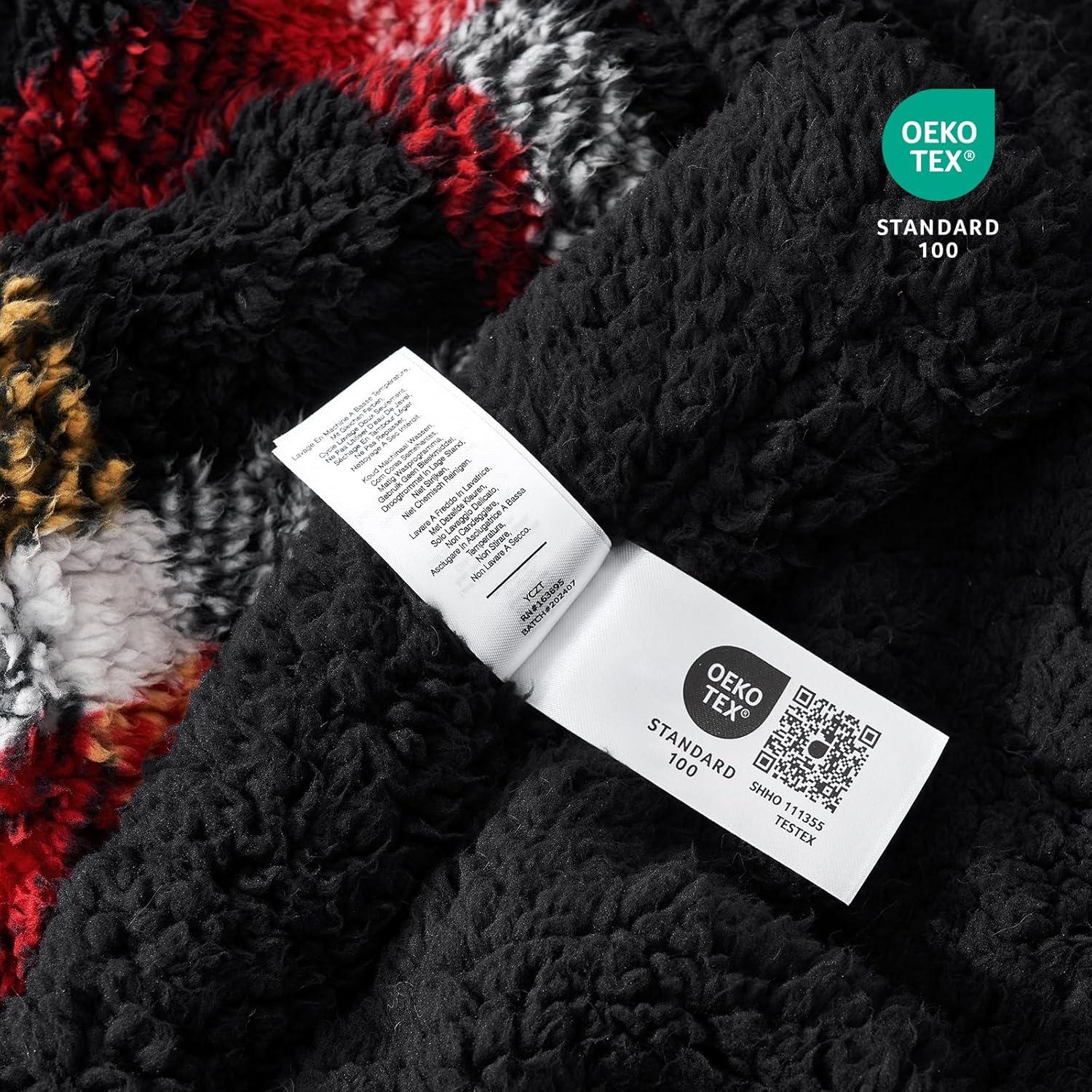 Manta de Sherpa Cozy Bliss 127x152 cm Cuadros Rojos