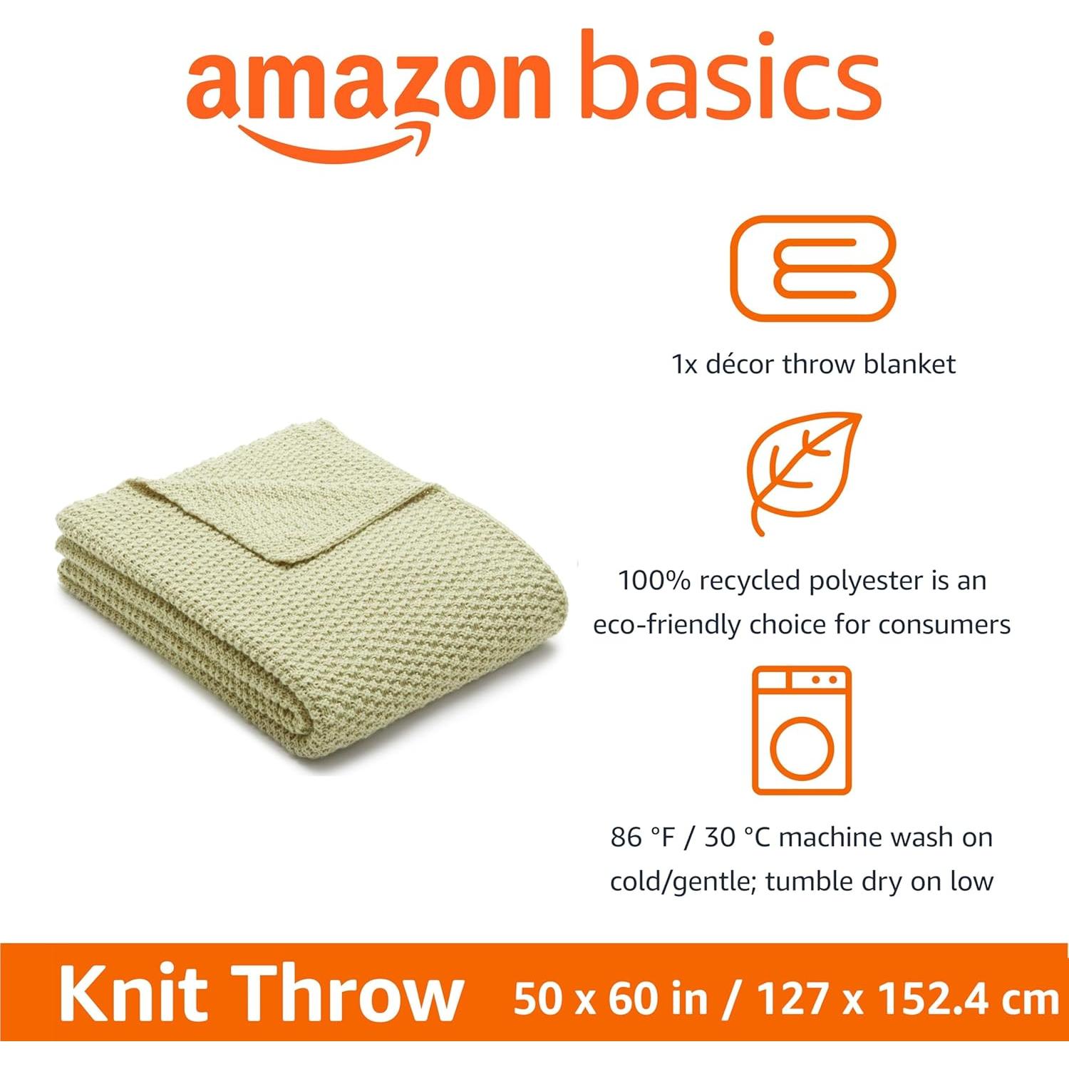 Manta de Punto Grueso Amazon Basics Verde Salvia 127x152cm