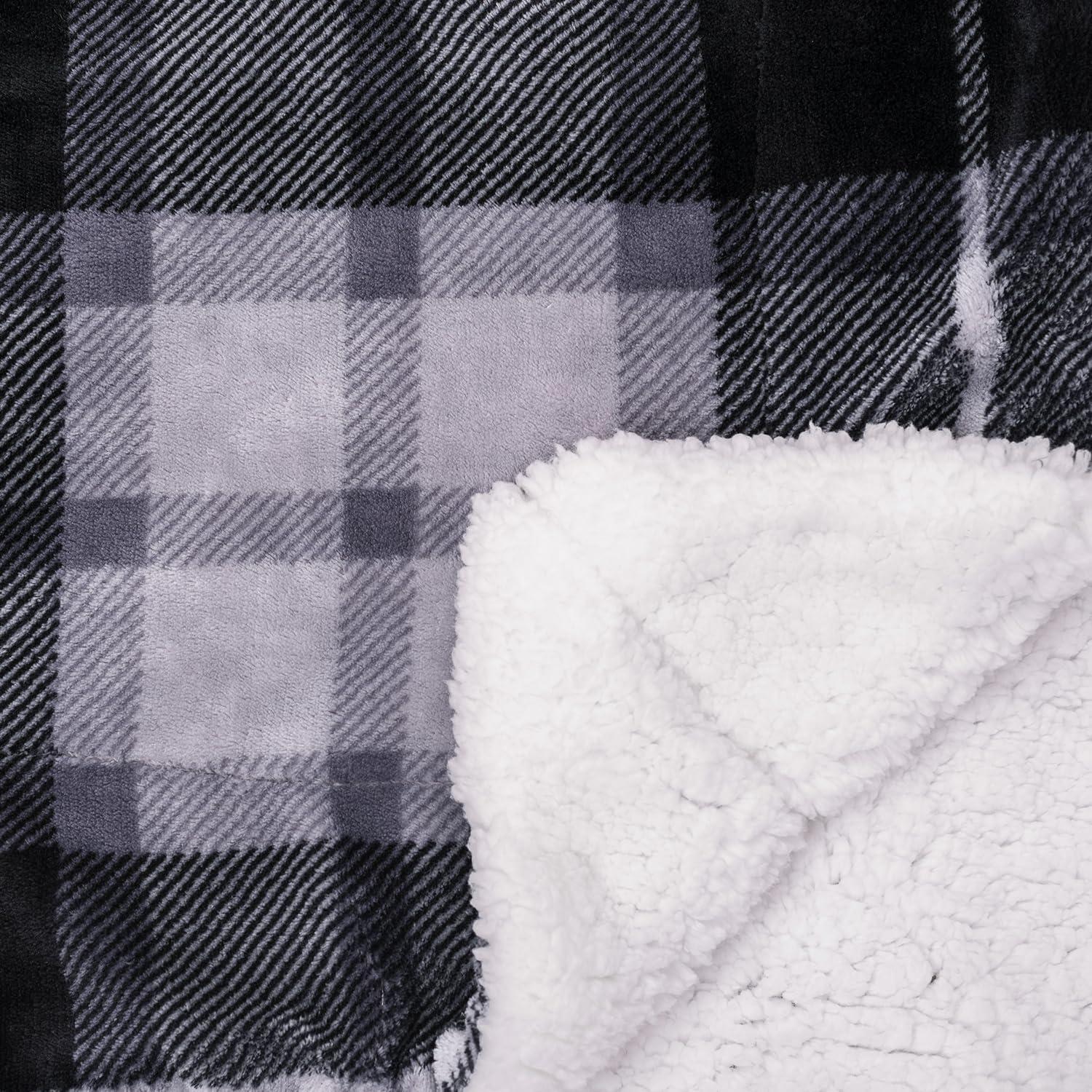 Manta de Franela SOCHOW Reversible Cuadros 127x152 cm Gris