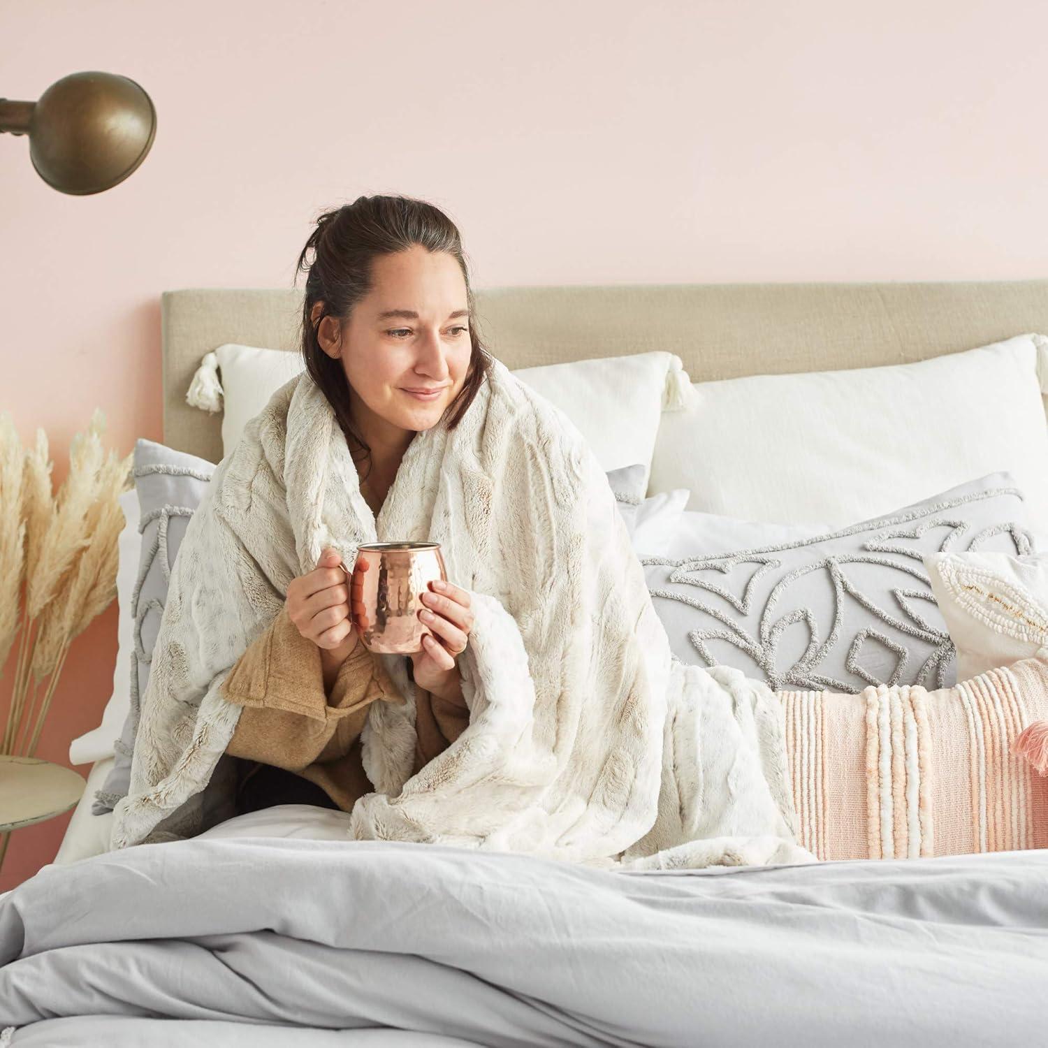 Manta de piel sintética Peri Home Leopardo Marfil 127x152 cm