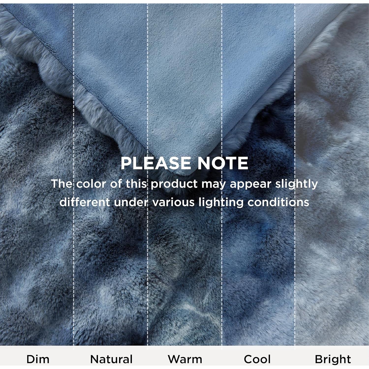 Bedsure GentleSoft Fluffy Faux Fur Throw Blanket, Fuzzy Soft Bubble Blanket for Couch, Faux Fur Decor for Home Bedroom Living Room, Thick Warm Furry Cozy Gifts for Women, Tie-dye Blue, 50x60 Inch