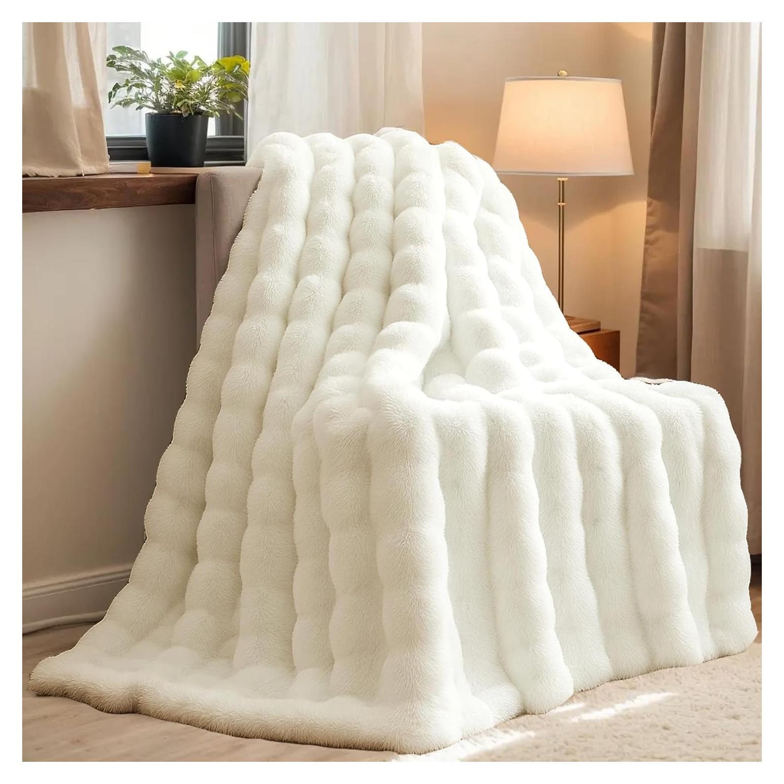 Manta H&D Mini Sofá Piel Sintética Marfil 101.6x152.4cm