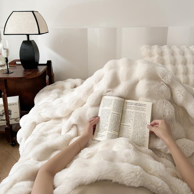 Manta H&D Mini Sofá Piel Sintética Marfil 101.6x152.4cm