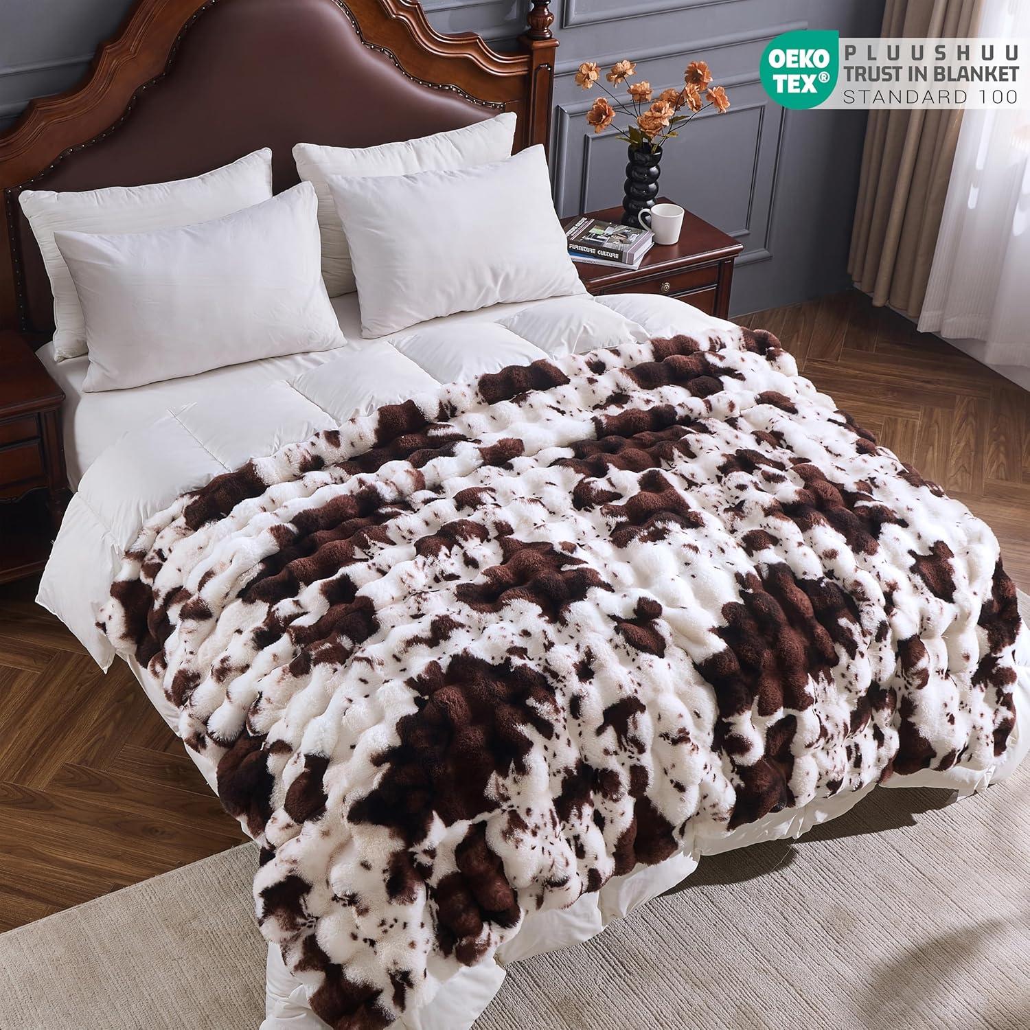 Manta de piel sintética PLUUSHUU 152x127cm impresión vaca