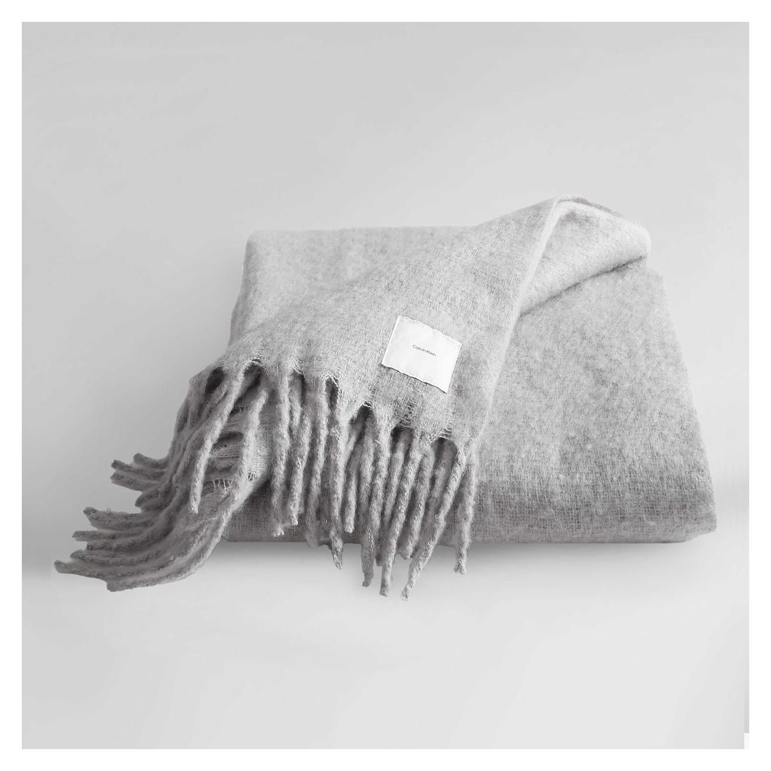 Manta de Lanzar Calvin Klein 178x127 cm Imitación Mohair Gris