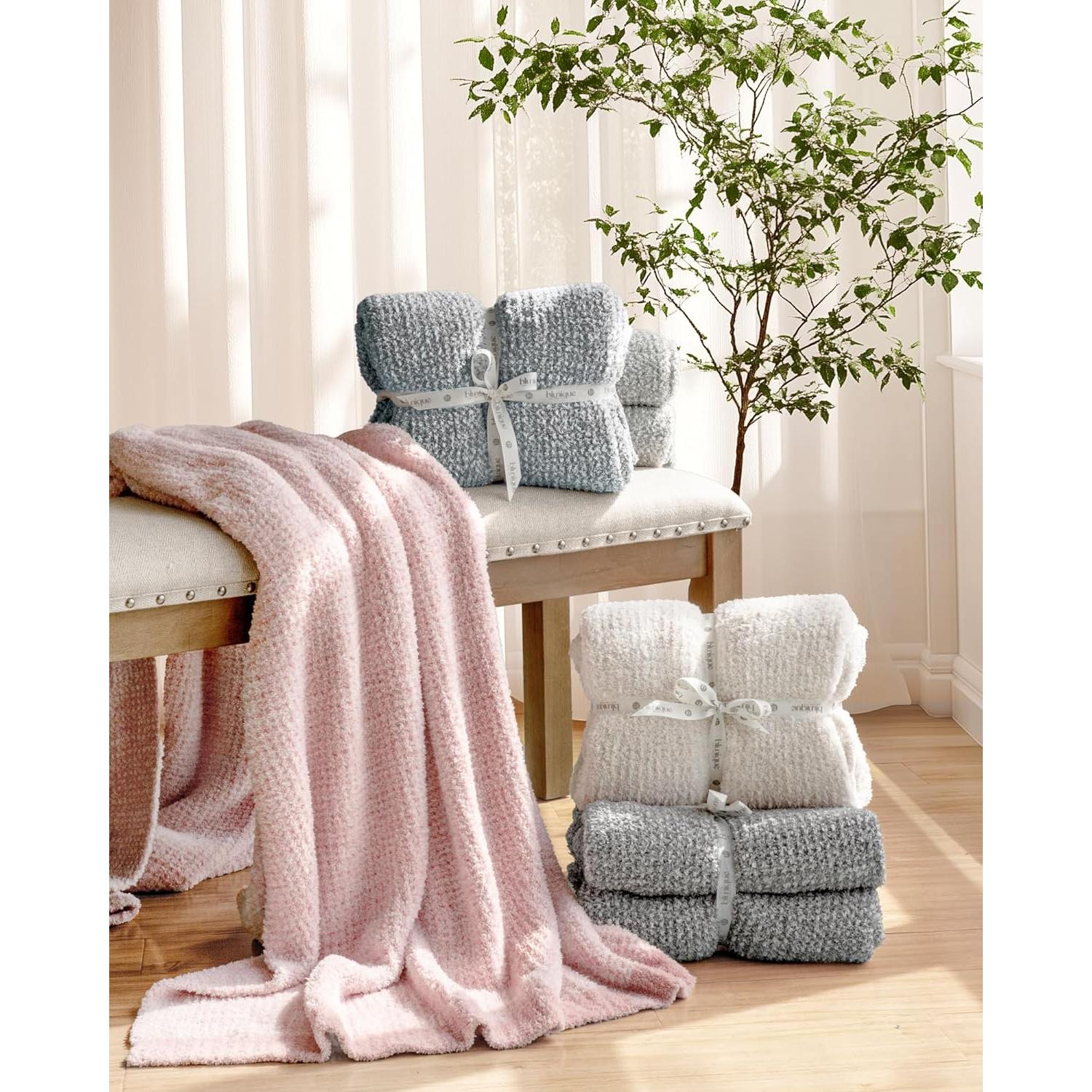 Manta Suave Gris Blunique 127x152 cm para Sofá y Cama