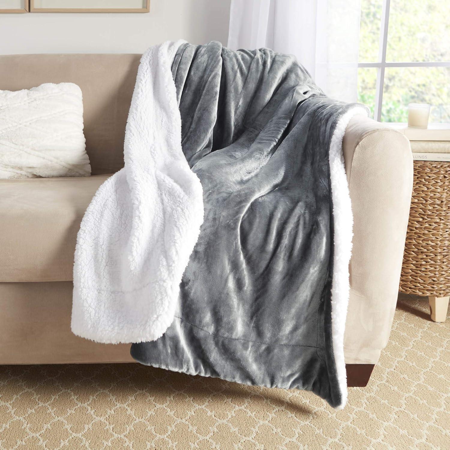 Manta Genteele Sherpa Reversible 127x152 cm Gris/Blanco