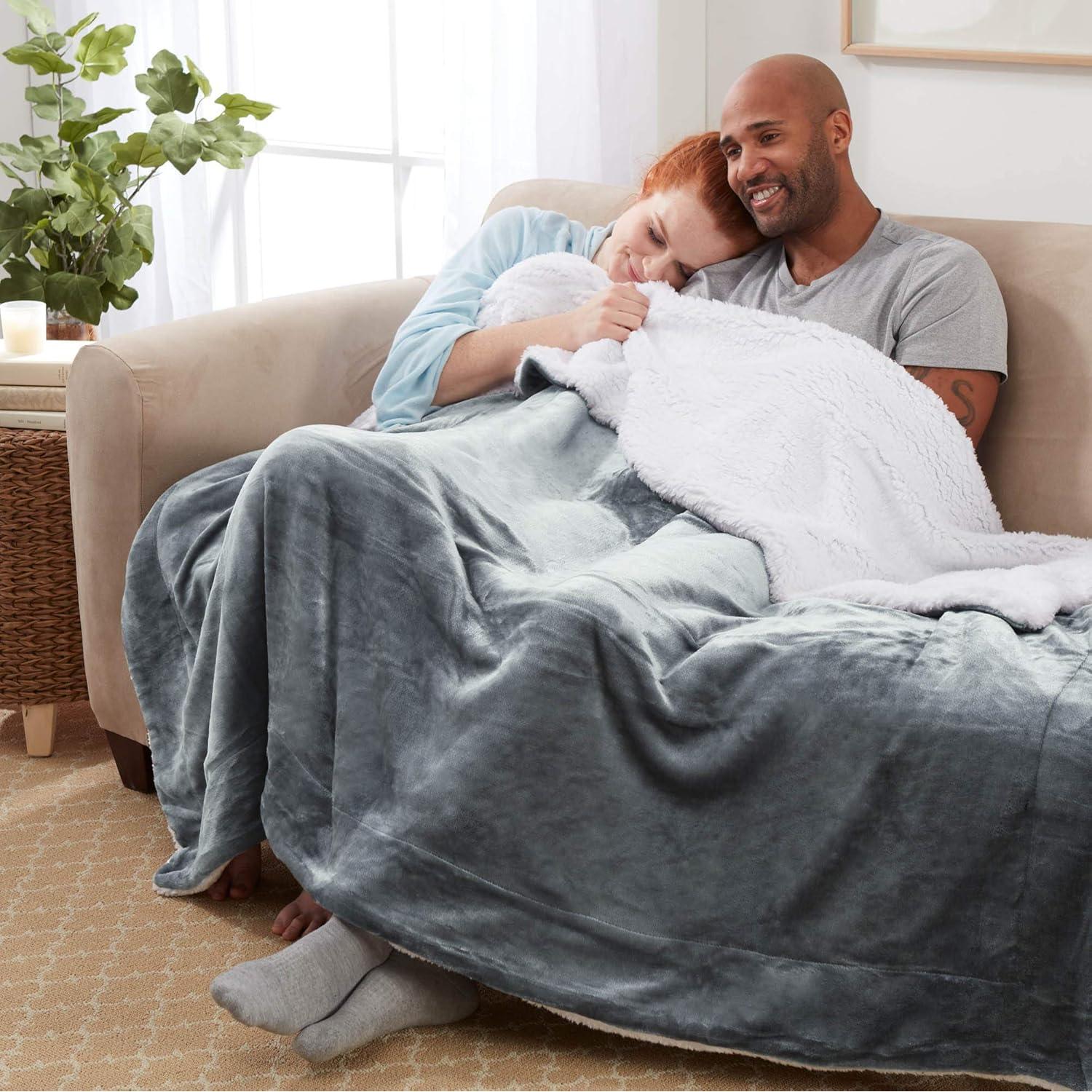 Manta Genteele Sherpa Reversible 127x152 cm Gris/Blanco