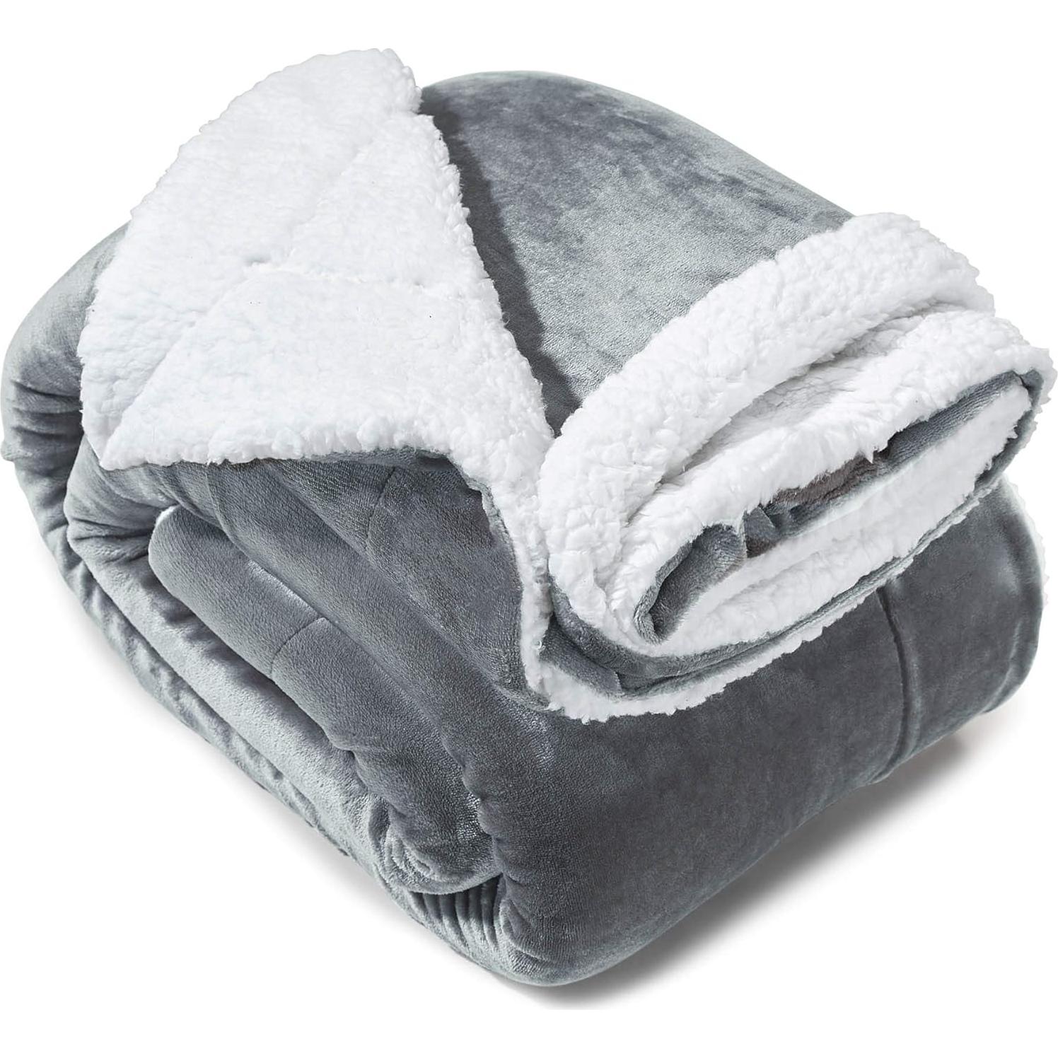 Manta Genteele Sherpa Reversible 127x152 cm Gris/Blanco