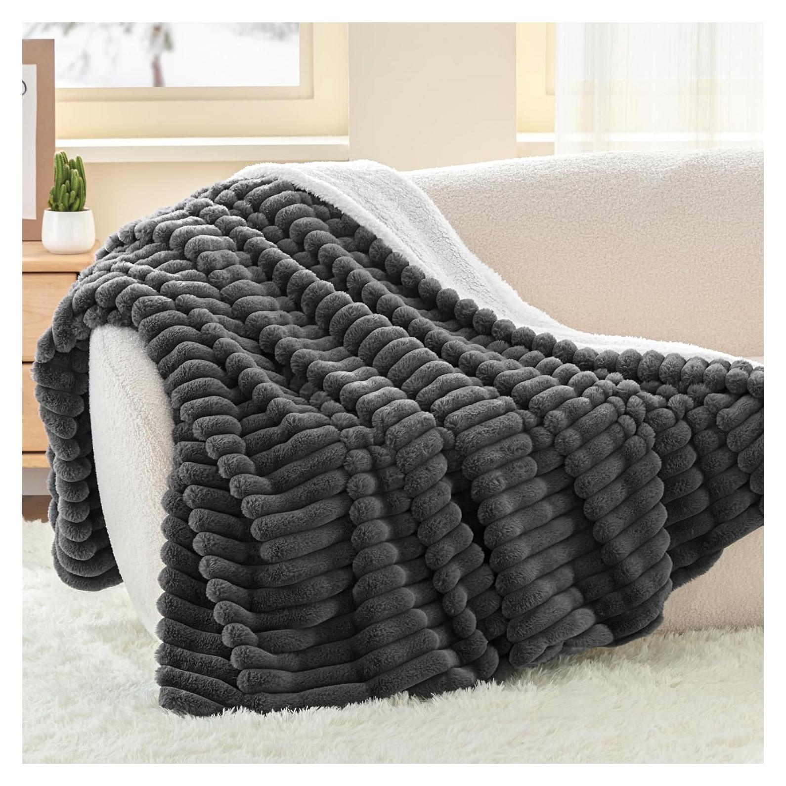 Manta Sherpa INFIIXSO Gris 127x152 cm Suave y Cálida