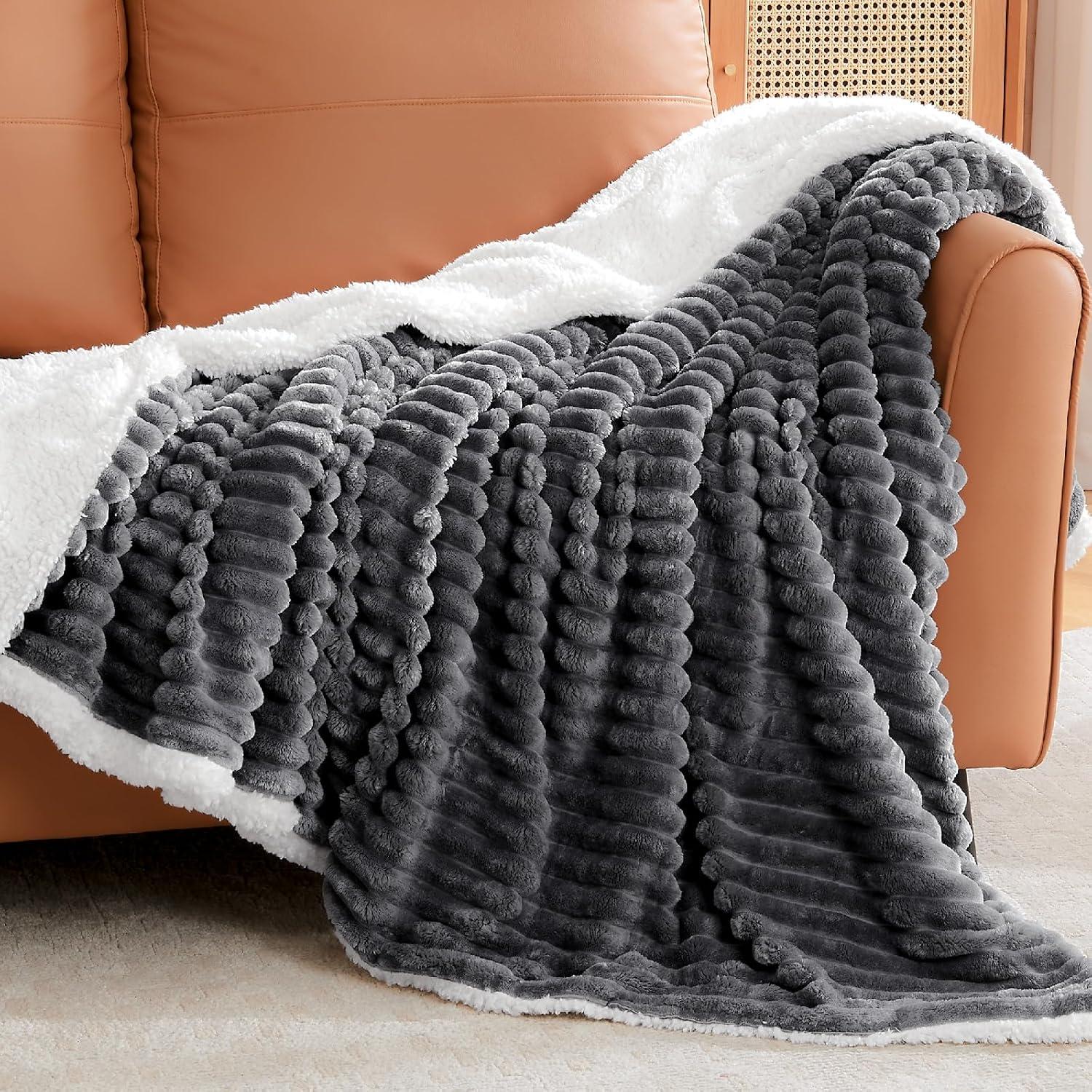 Manta Sherpa INFIIXSO Gris 127x152 cm Suave y Cálida