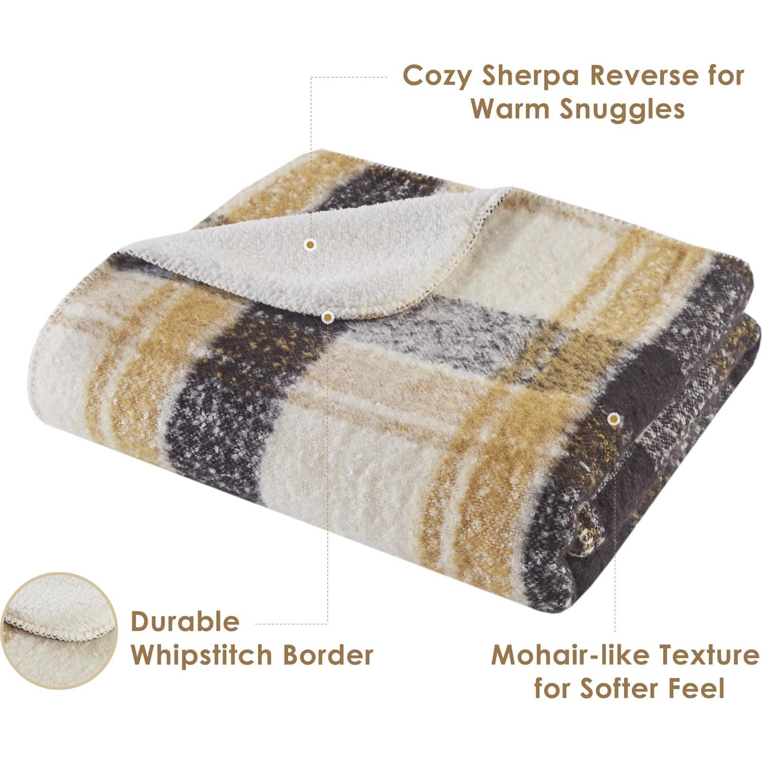 Manta de lana sintética Woolrich 127x152cm Beige Sherpa