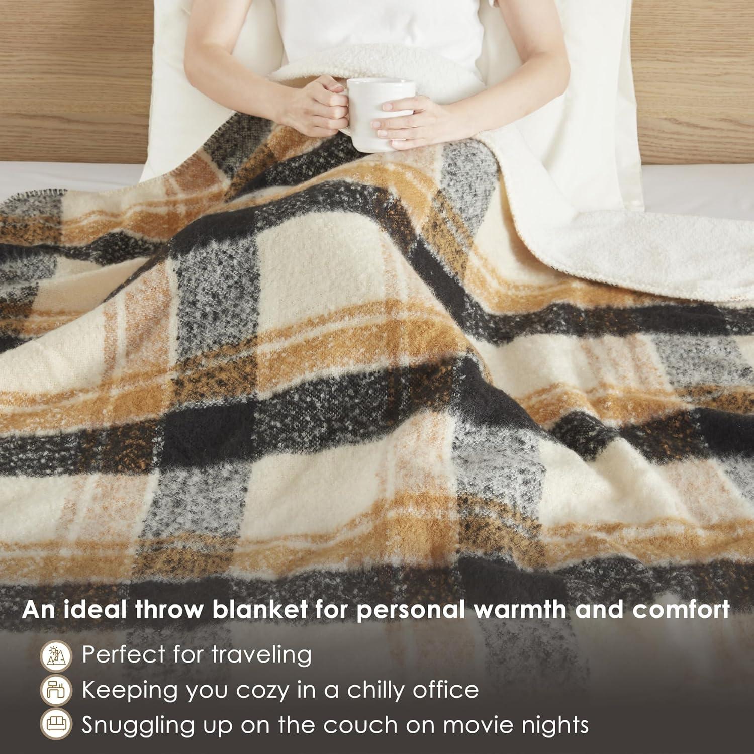 Manta de lana sintética Woolrich 127x152cm Beige Sherpa