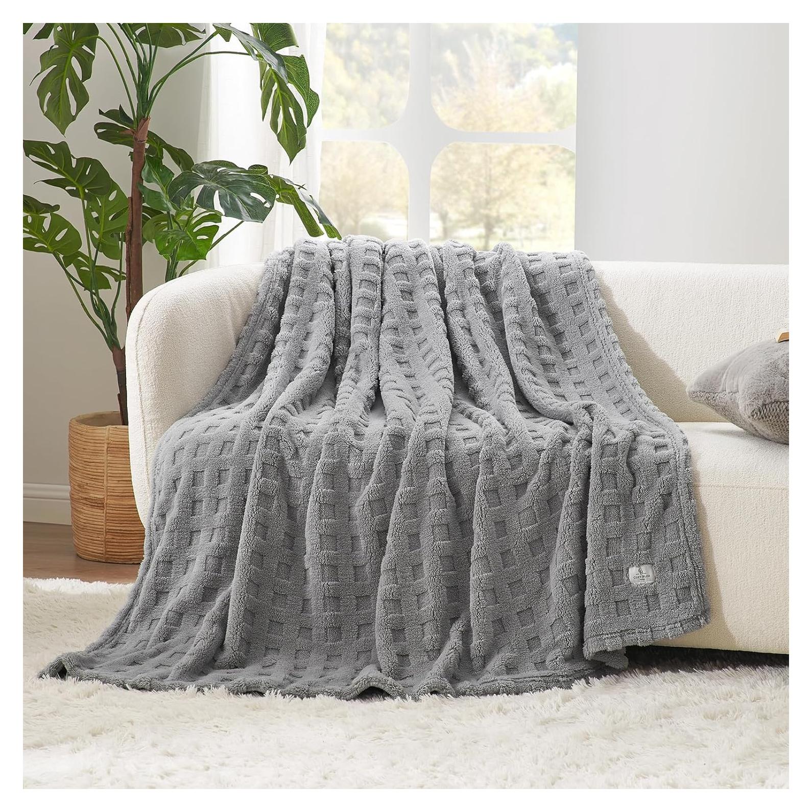 Manta Waffle Cozy Bliss 127x152 cm Gris Claro Suave