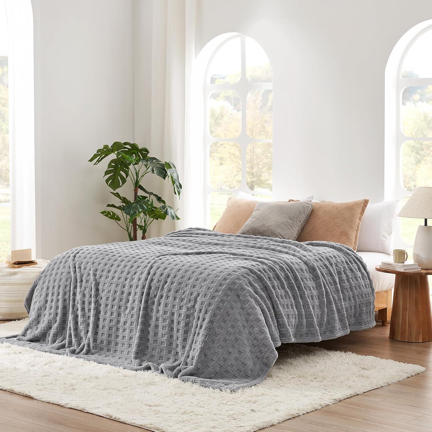 Manta Waffle Cozy Bliss 127x152 cm Gris Claro Suave
