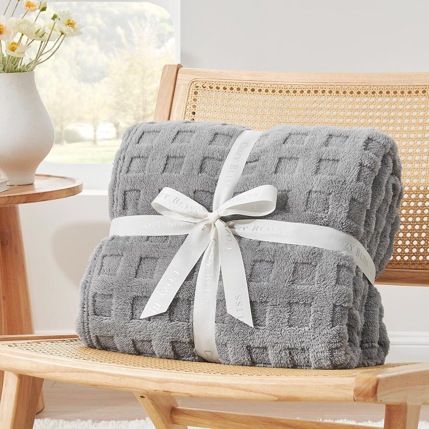Manta Waffle Cozy Bliss 127x152 cm Gris Claro Suave