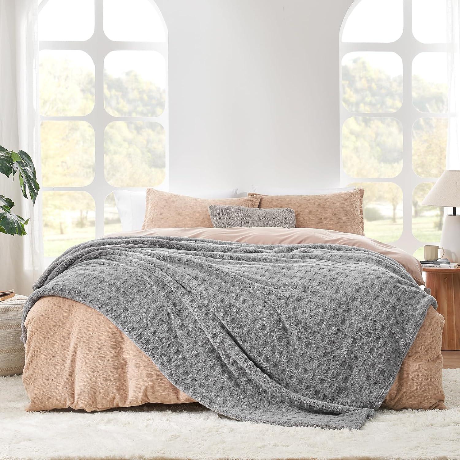 Manta Waffle Cozy Bliss 127x152 cm Gris Claro Suave