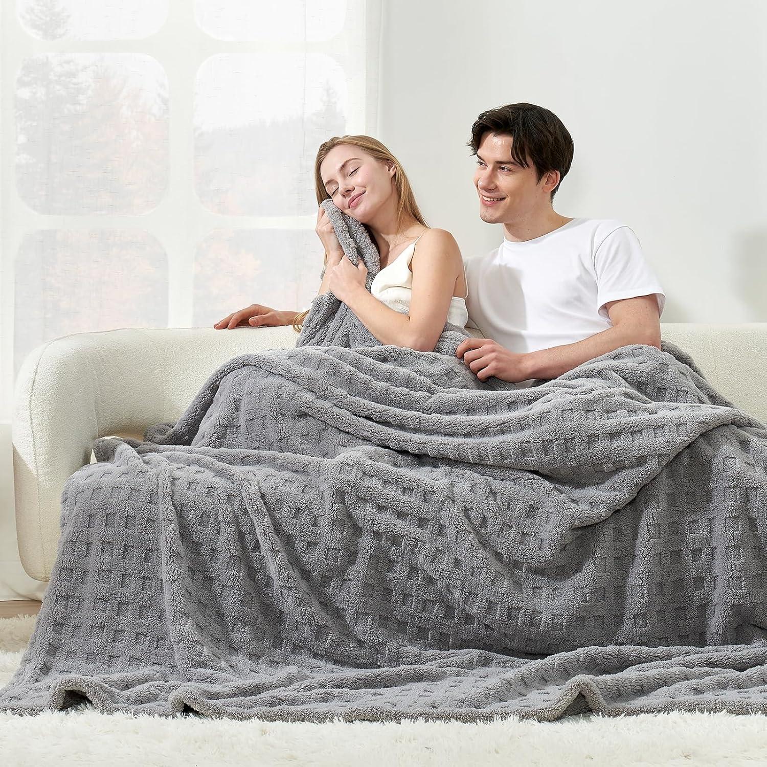 Manta Waffle Cozy Bliss 127x152 cm Gris Claro Suave