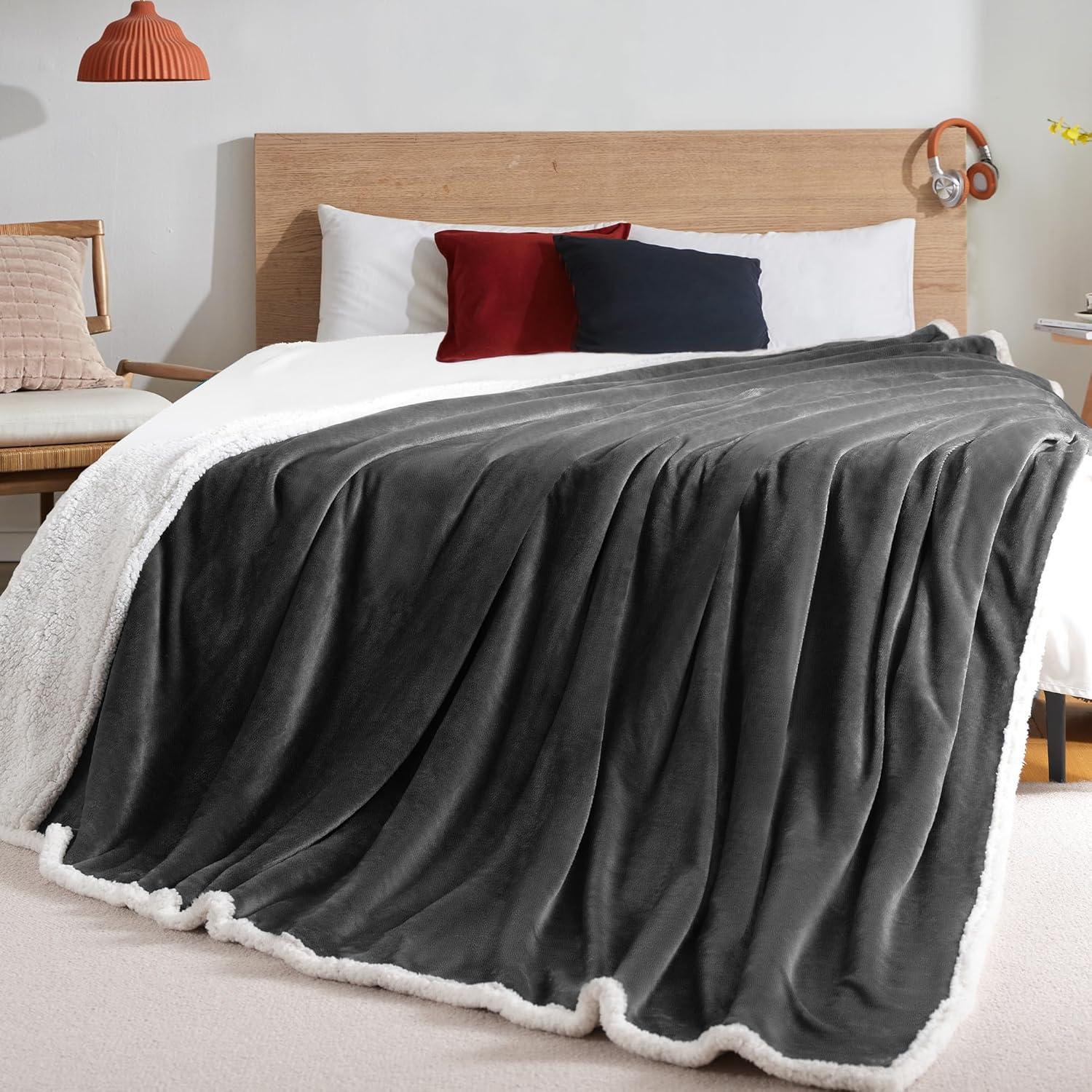 Manta Sherpa Beautex 127x152 cm Gris Suave y Cálida