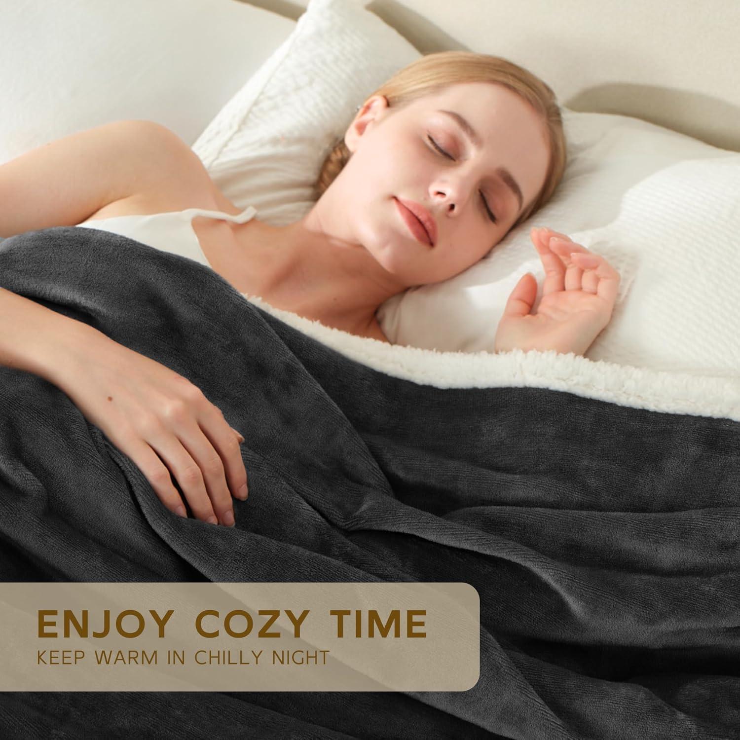 Manta Sherpa Beautex 127x152 cm Gris Suave y Cálida