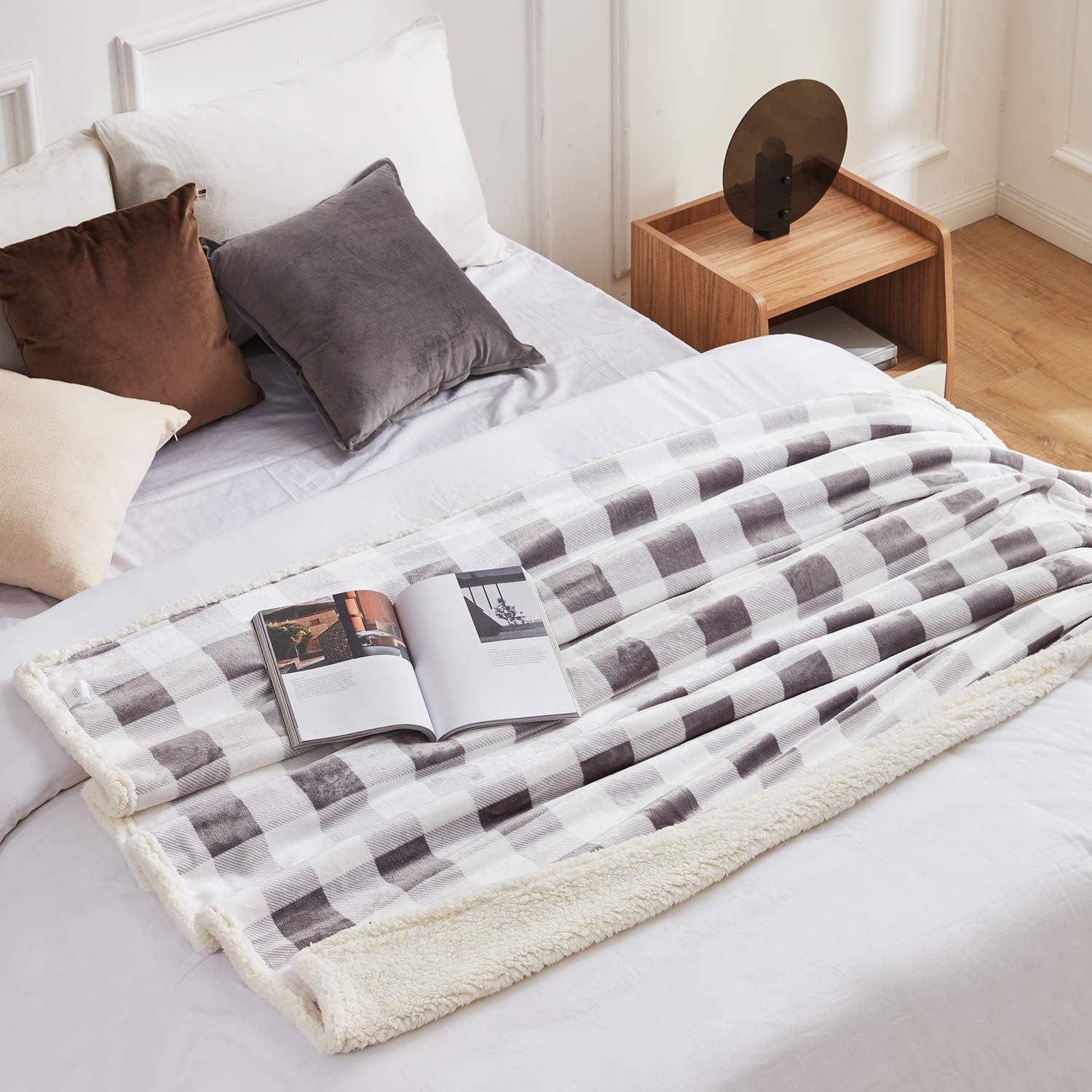 Manta de Felpa Sherpa Touchat Individual 152x178 cm Gris