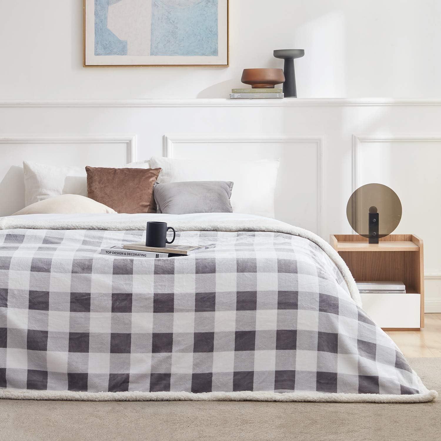 Manta de Felpa Sherpa Touchat Individual 152x178 cm Gris