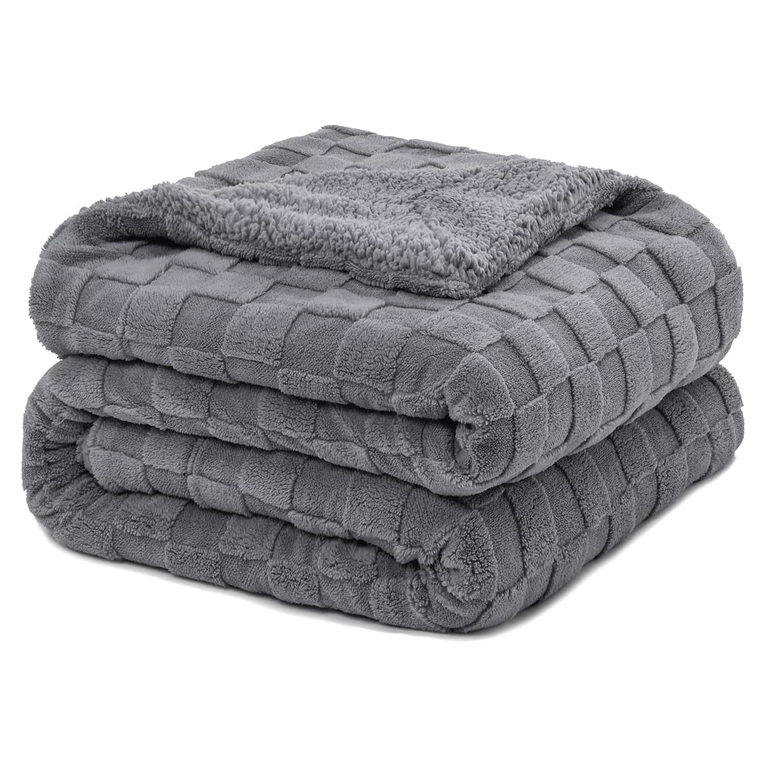 Manta Pawque Gris 127x152 cm Reversible Sherpa Franela