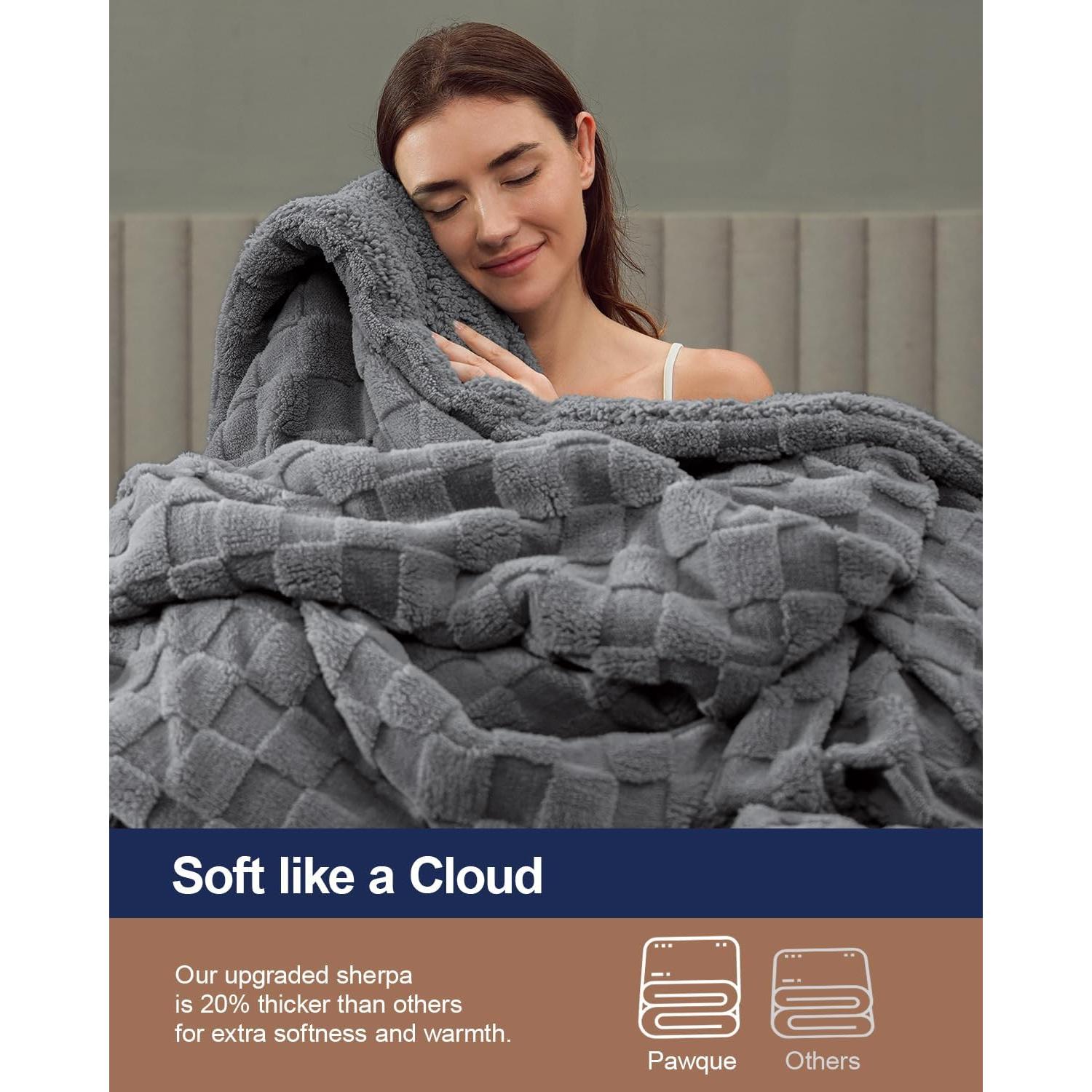 Manta Pawque Gris 127x152 cm Reversible Sherpa Franela