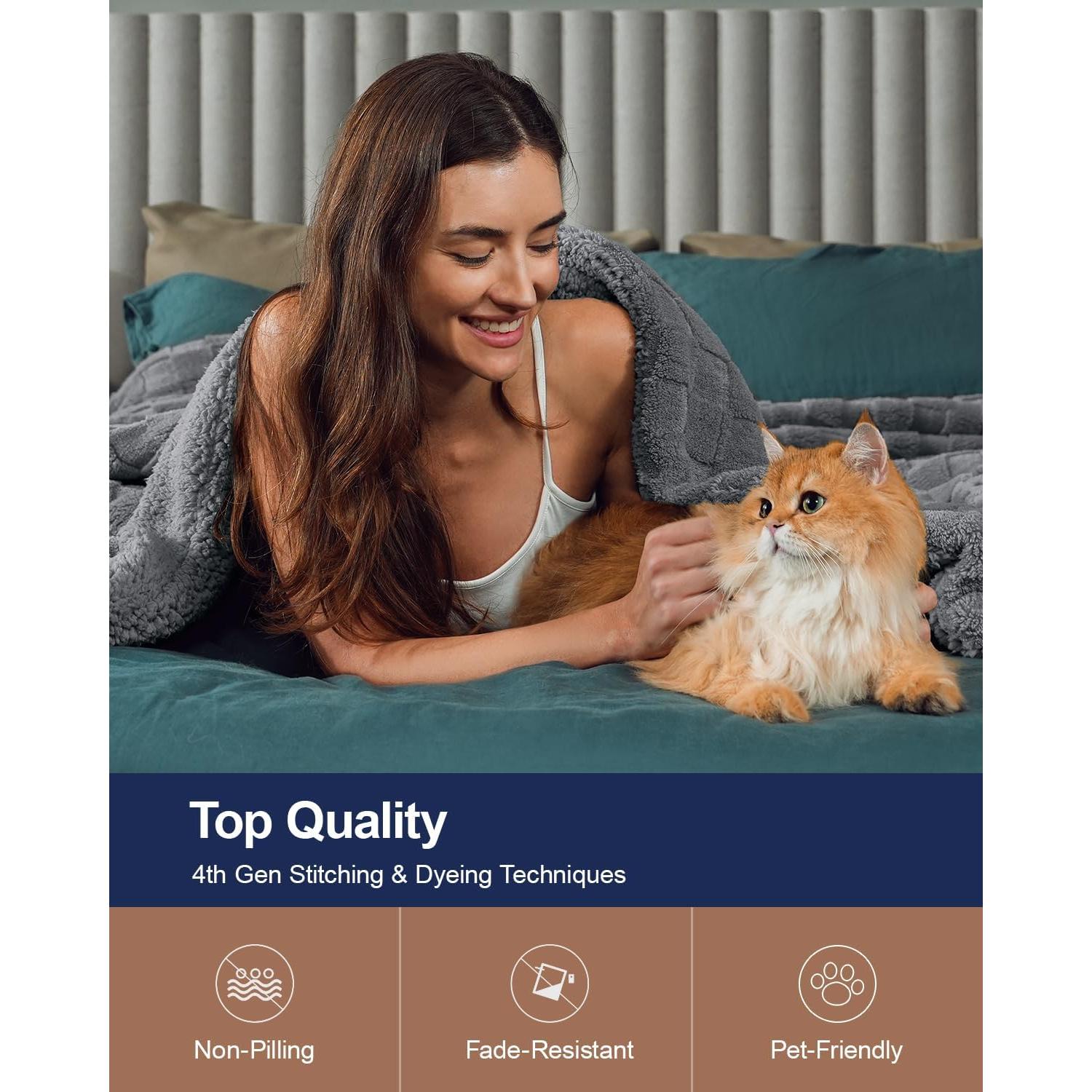 Manta Pawque Gris 127x152 cm Reversible Sherpa Franela