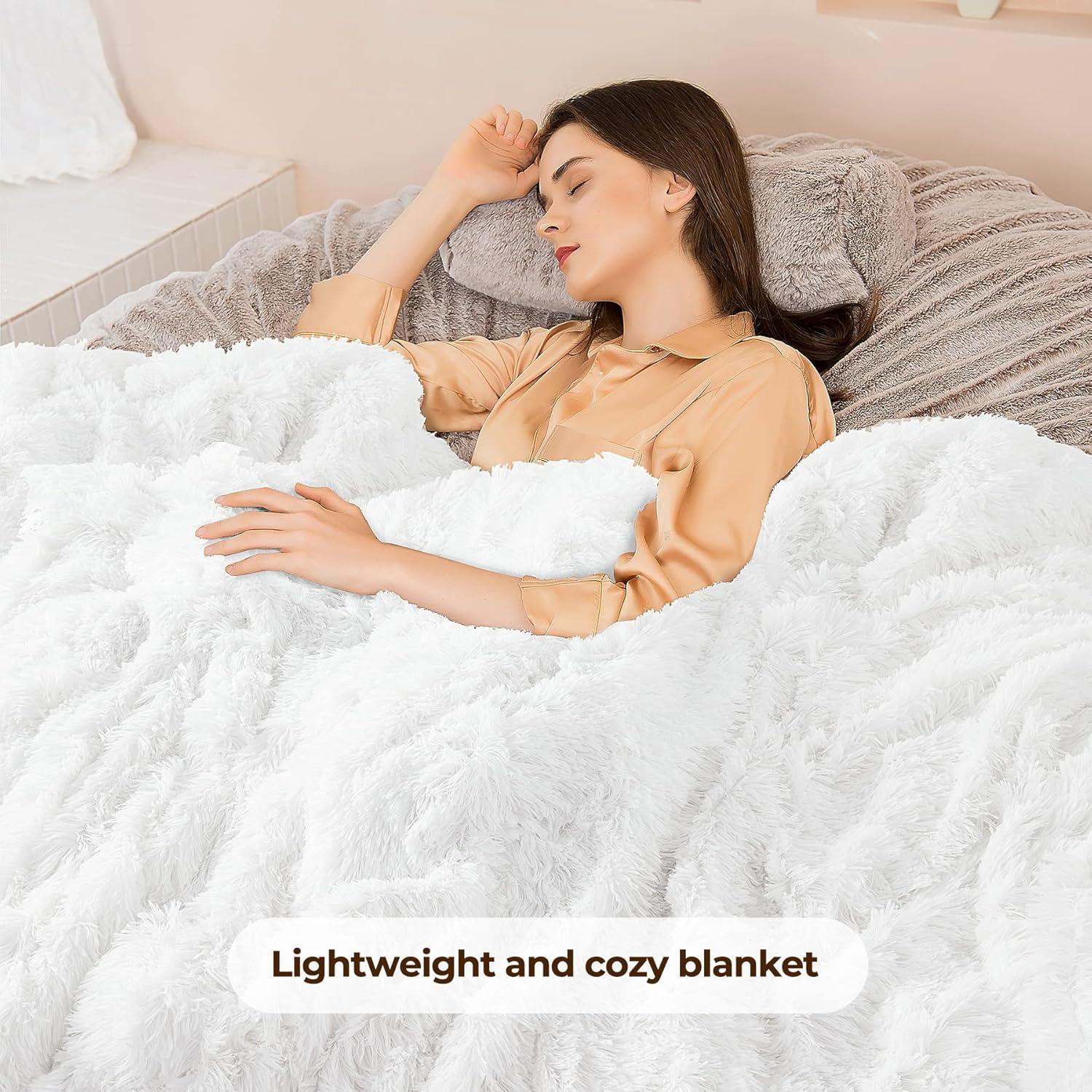 Manta Super Suave XYYZYZ 127x152 cm Piel Sintética Blanca