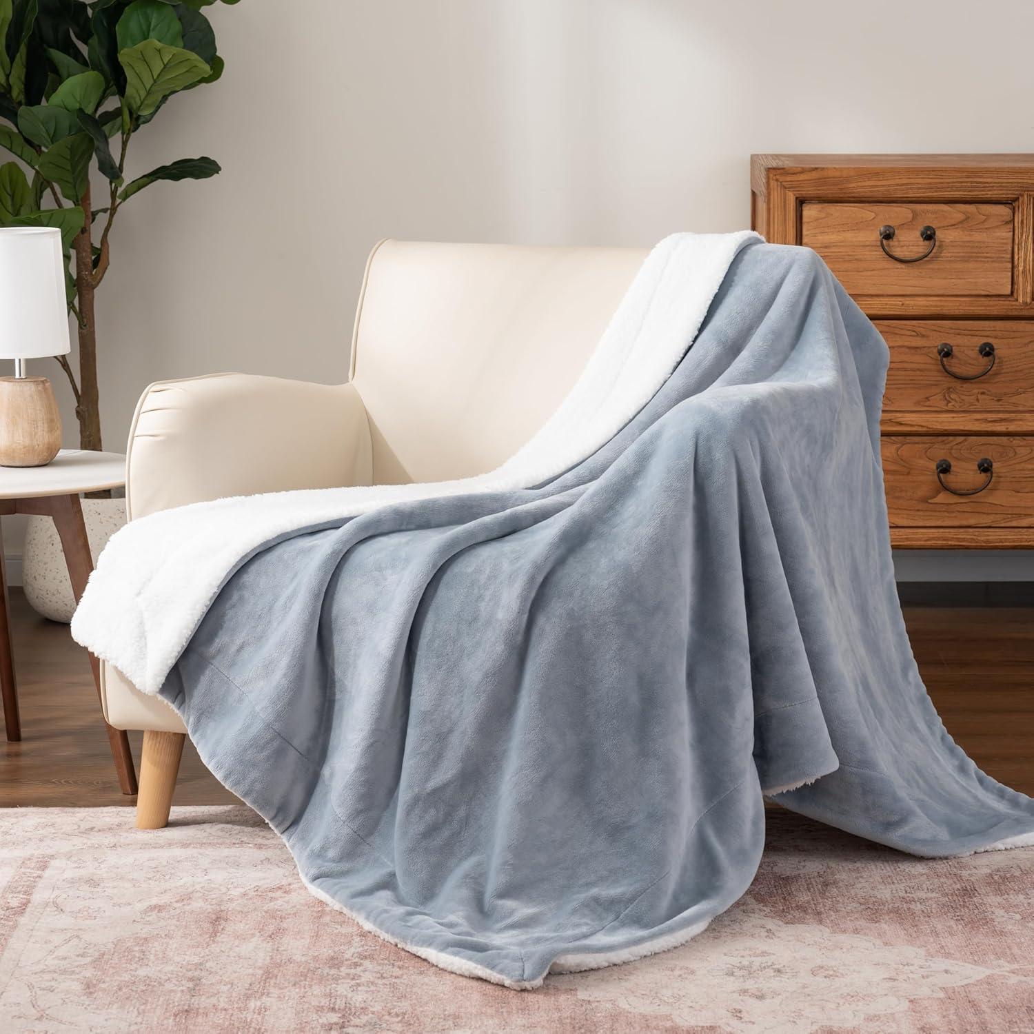 Manta de Lanzar Berkshire Blanket Sherpa Azul Polar 127x152 cm