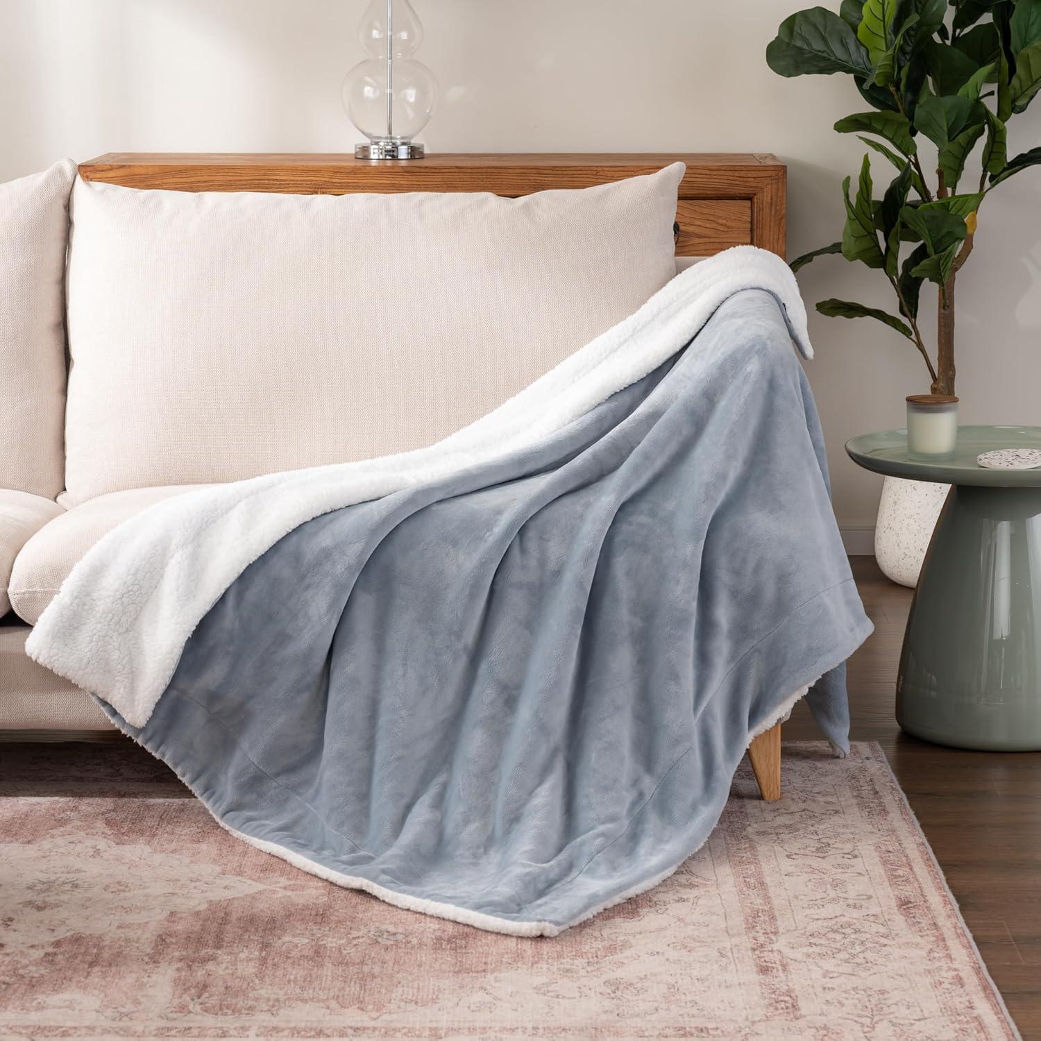 Manta de Lanzar Berkshire Blanket Sherpa Azul Polar 127x152 cm