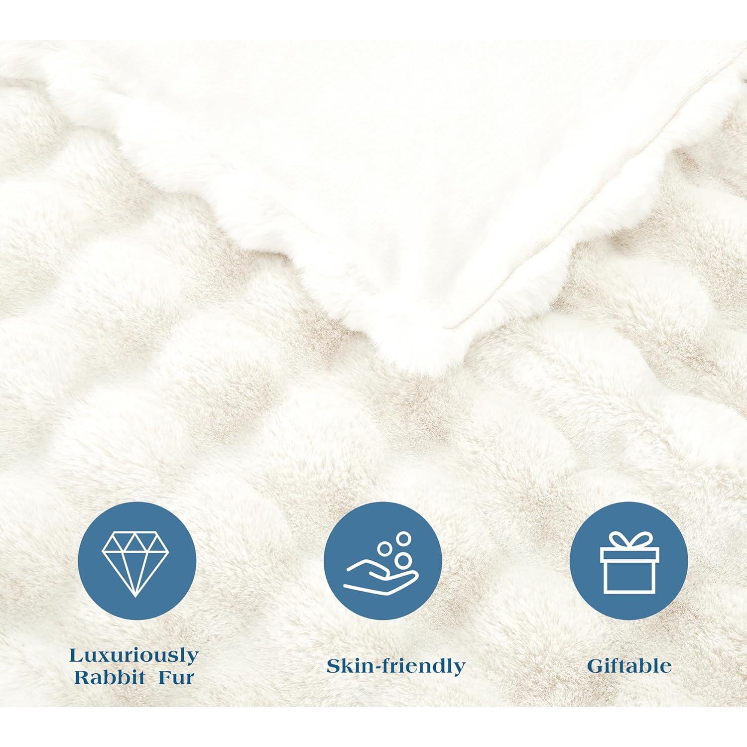 Manta de piel sintética JONIYEAR 127x152 cm blanca crema