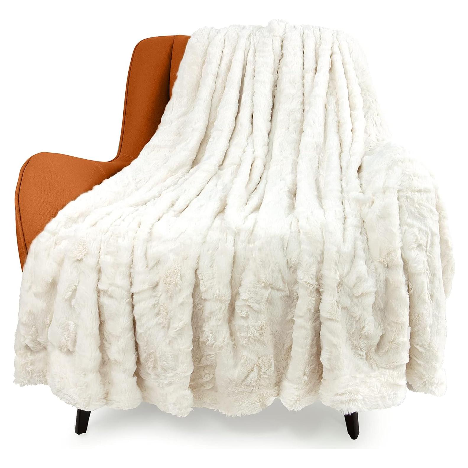 Manta de Piel Sintética TOONOW 130x170 cm Crema Suave