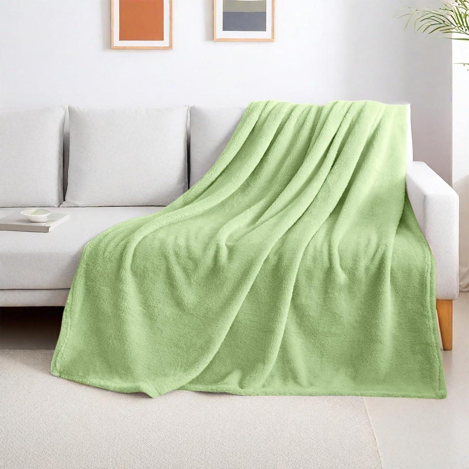 Manta de lana Sherpa Genérica King 264x229 cm Verde Salvia