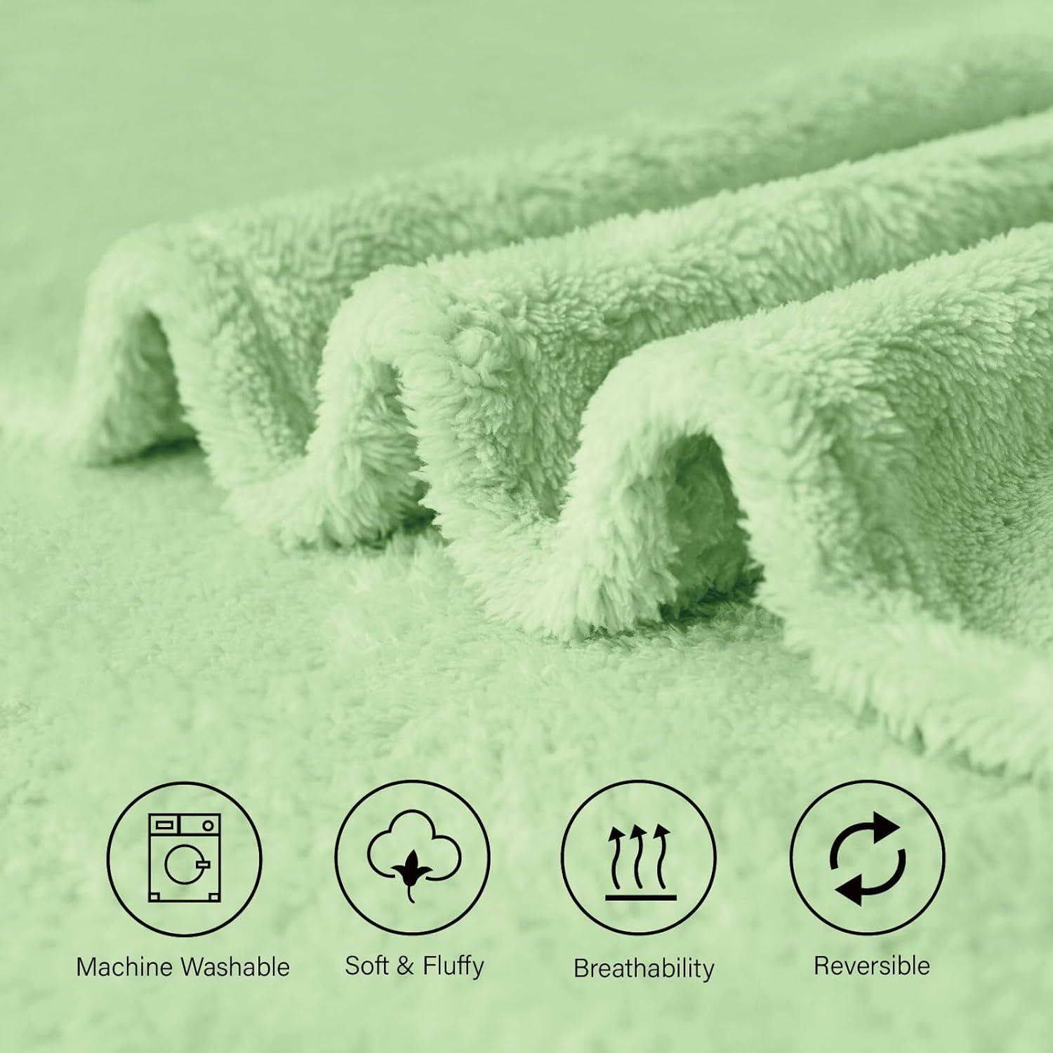 Manta de lana Sherpa Genérica King 264x229 cm Verde Salvia