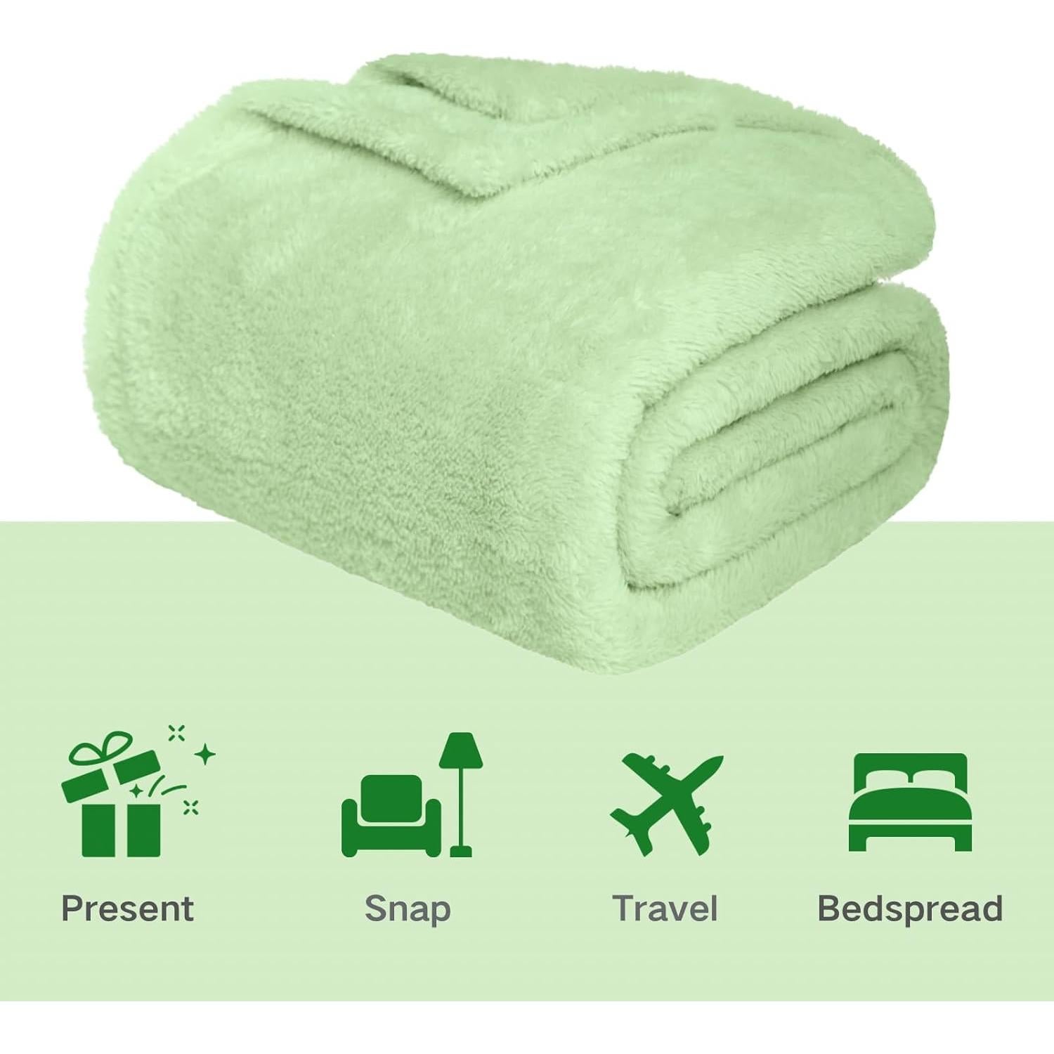 Manta de lana Sherpa Genérica King 264x229 cm Verde Salvia