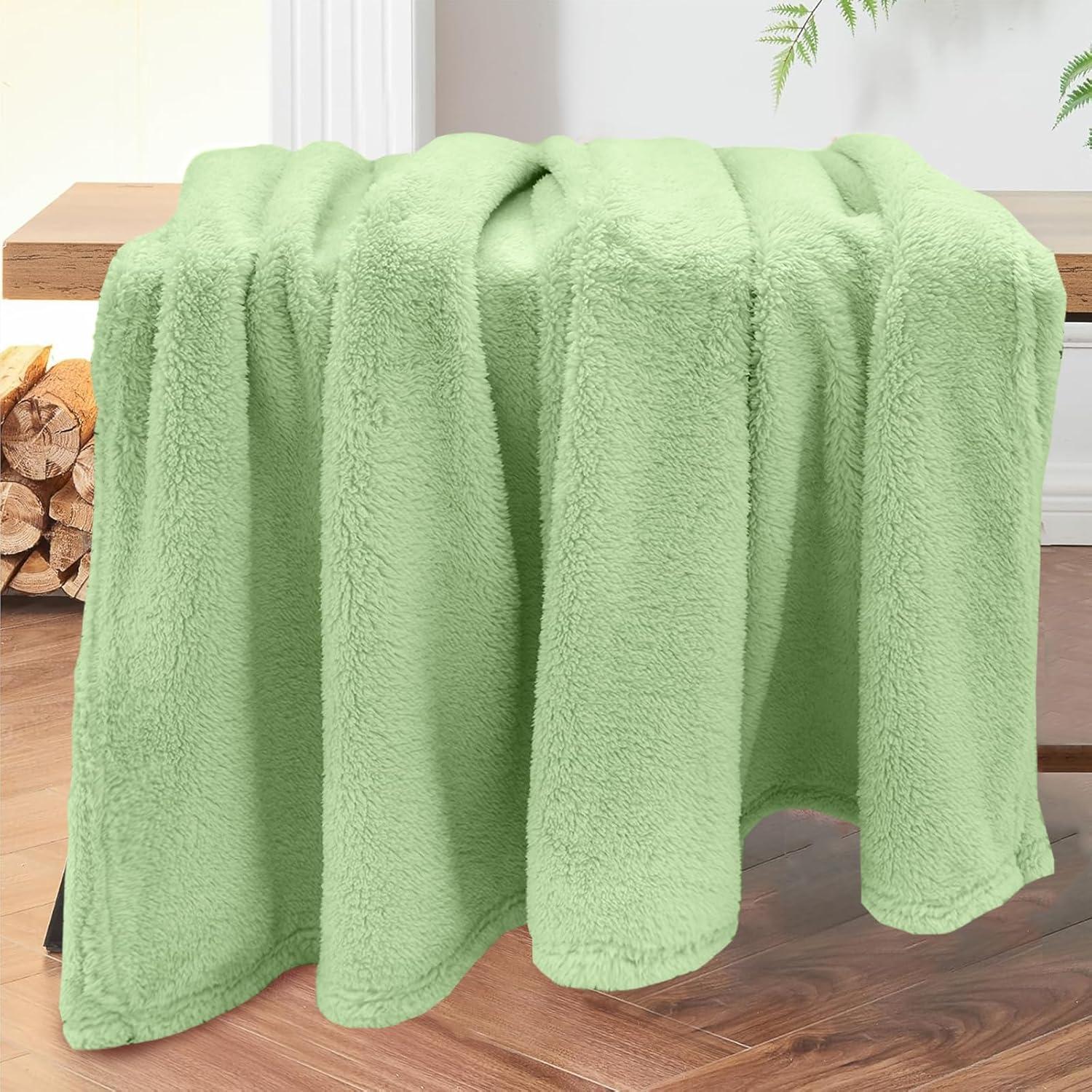 Manta de lana Sherpa Genérica King 264x229 cm Verde Salvia