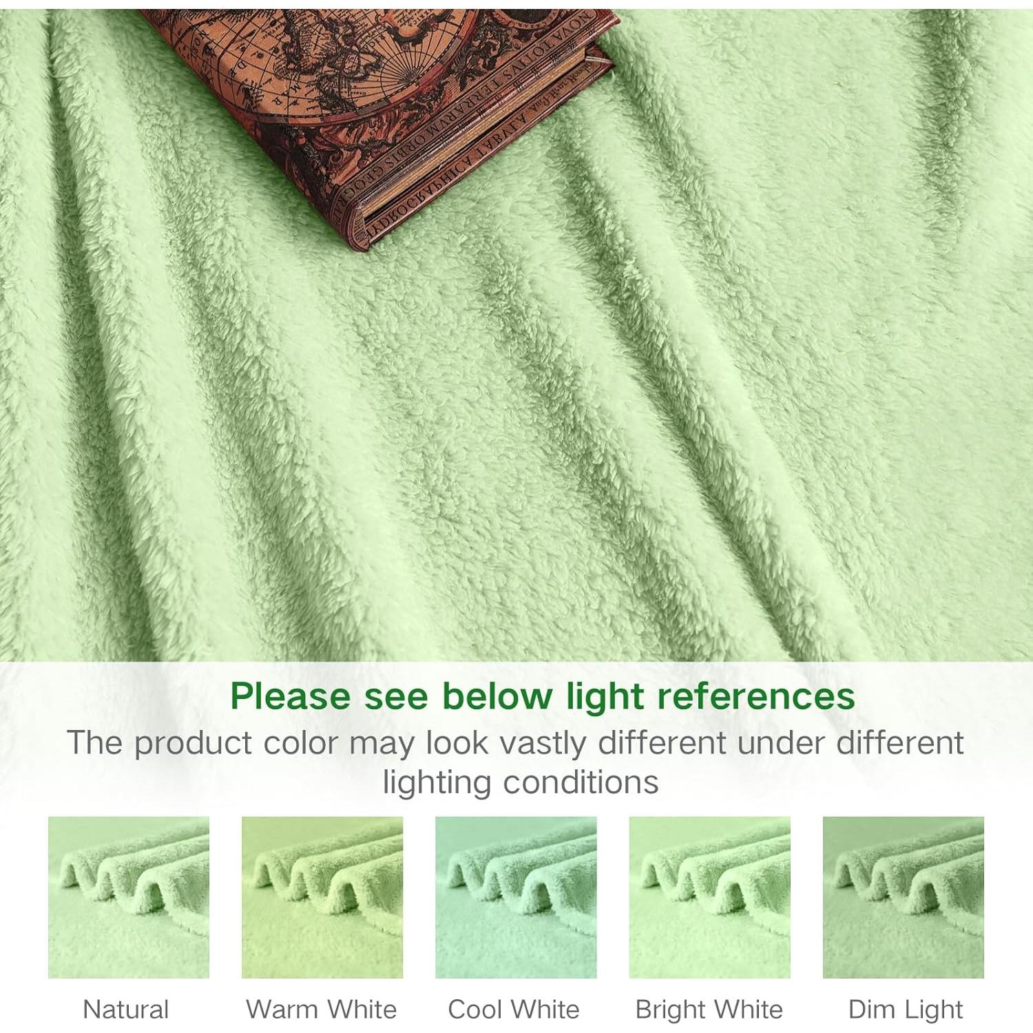 Manta de lana Sherpa Genérica King 264x229 cm Verde Salvia