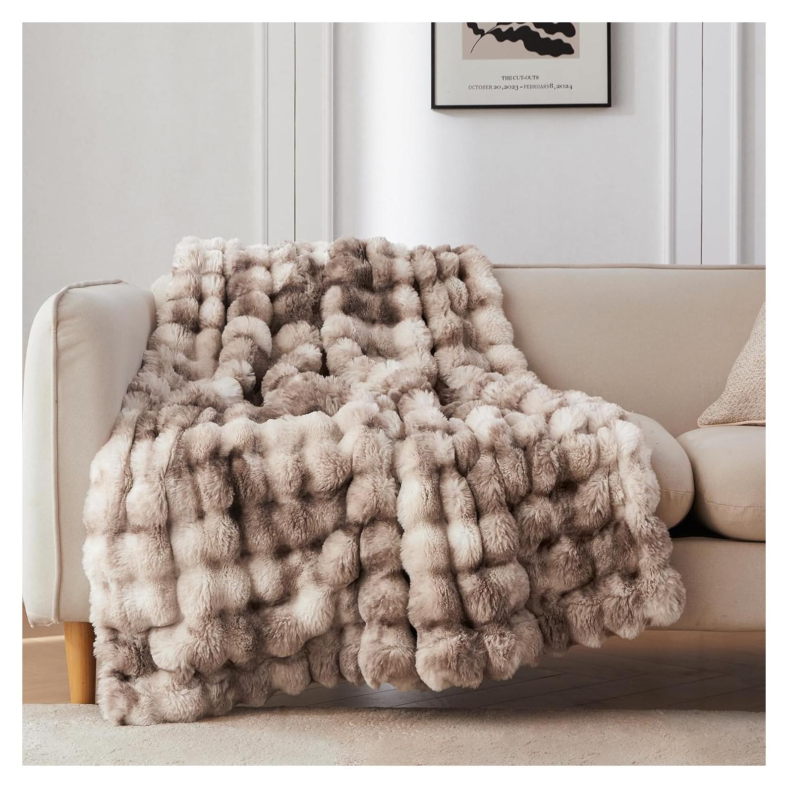 Manta de Piel Sintética COOVA 127x152 cm Marrón Tie Dye