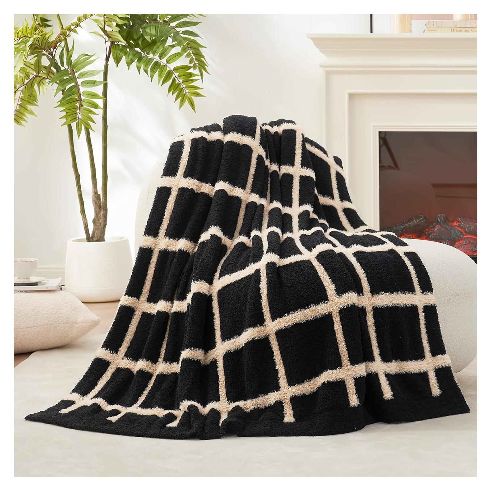 Manta de Tiro Amélie Home Cuadro Negro 127x152 cm Suave