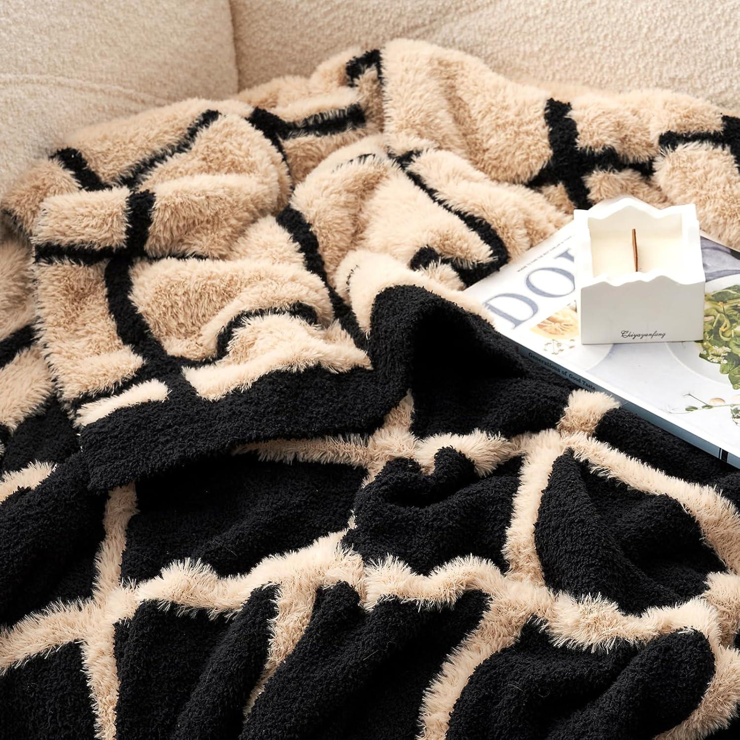 Manta de Tiro Amélie Home Cuadro Negro 127x152 cm Suave