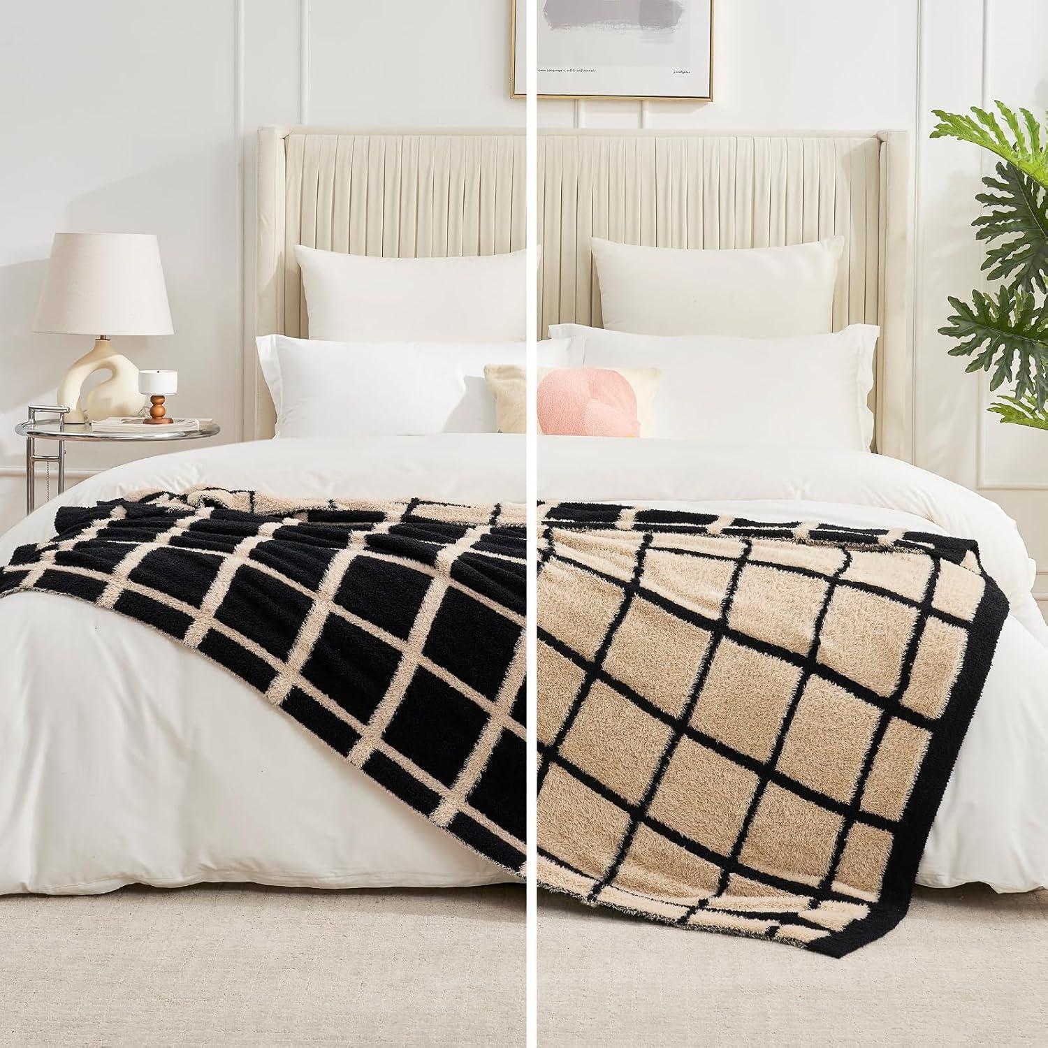 Manta de Tiro Amélie Home Cuadro Negro 127x152 cm Suave