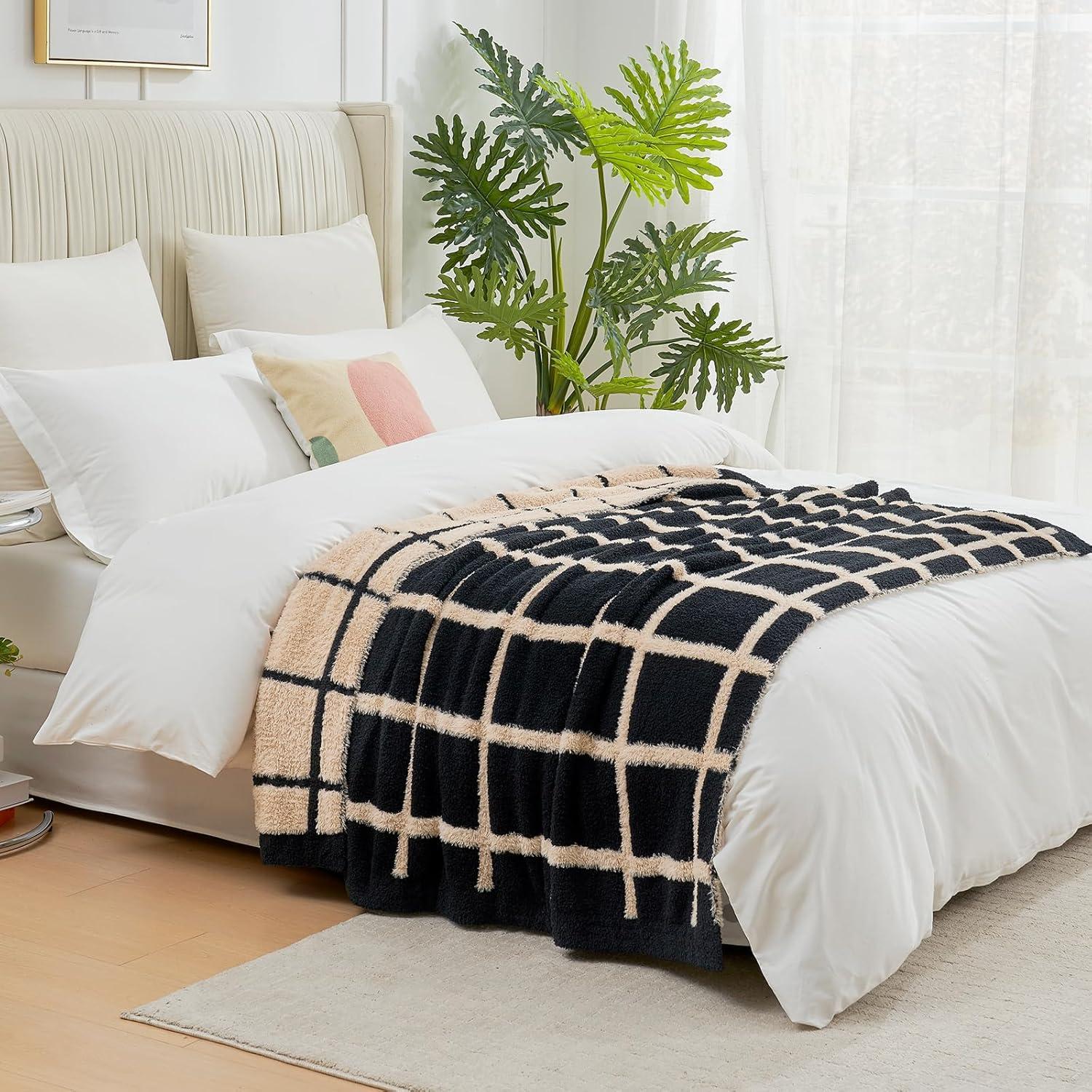 Manta de Tiro Amélie Home Cuadro Negro 127x152 cm Suave